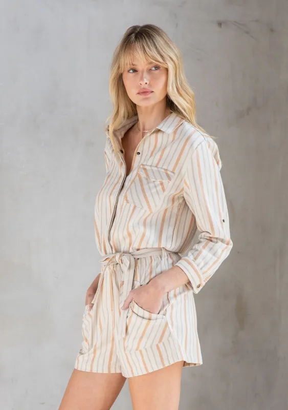 For Keeps Striped Twill Romper sold by lovestitch