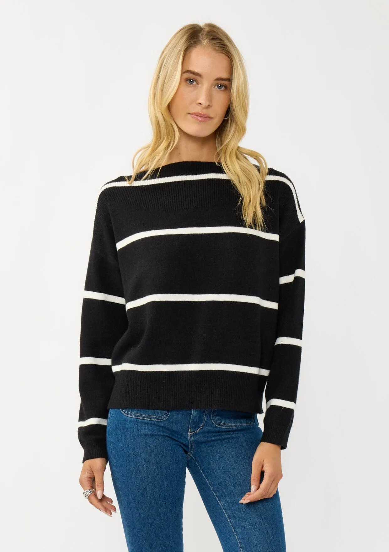 Serena Stripe Boat Neck Pullover sold by lovestitch