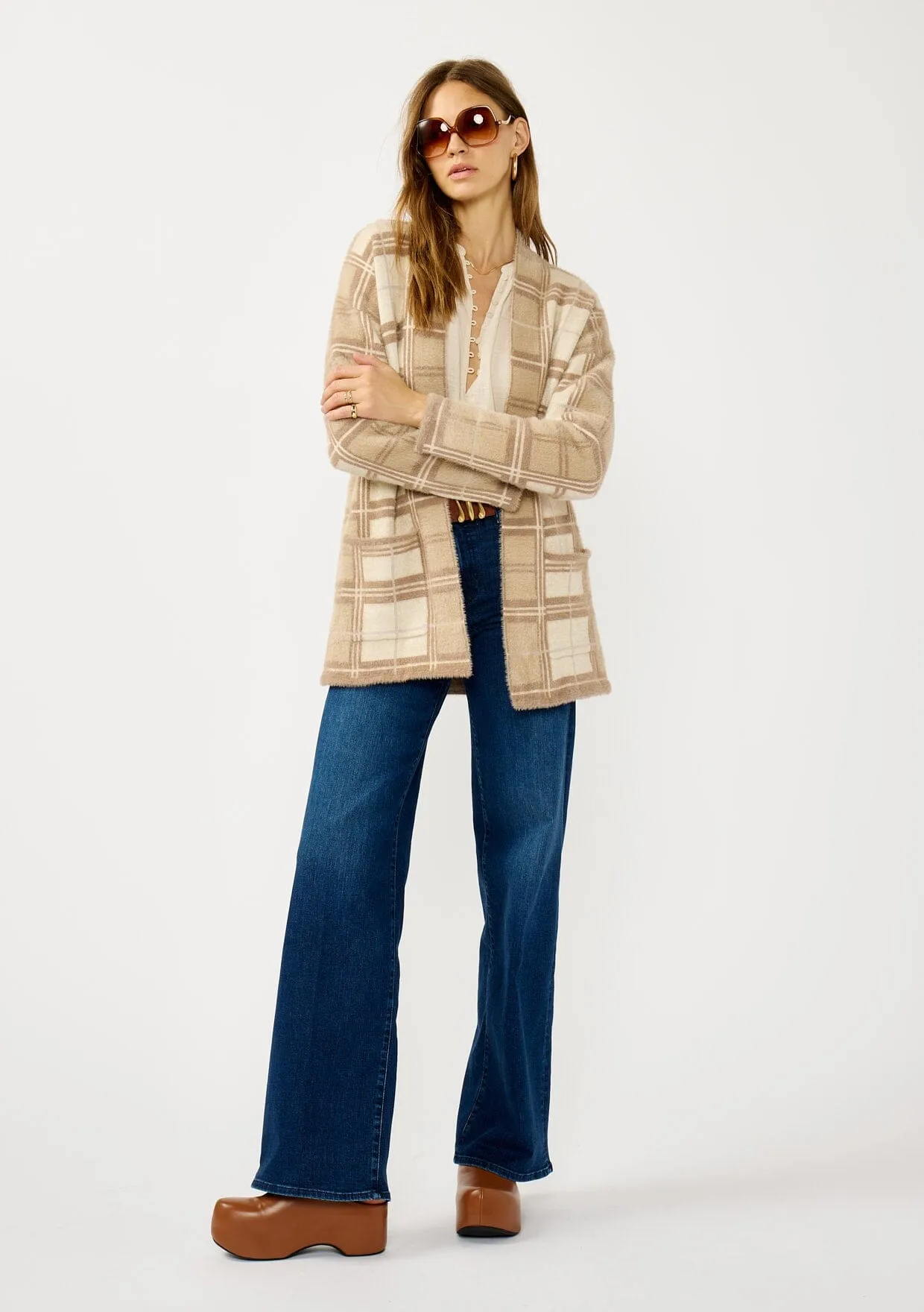 Echo Ridge Fuzzy Plaid Cardigan sold by lovestitch product image thumbnail 5
