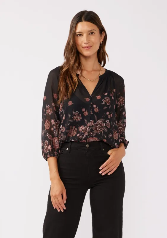 That Moment Floral Chiffon Blouse sold by lovestitch