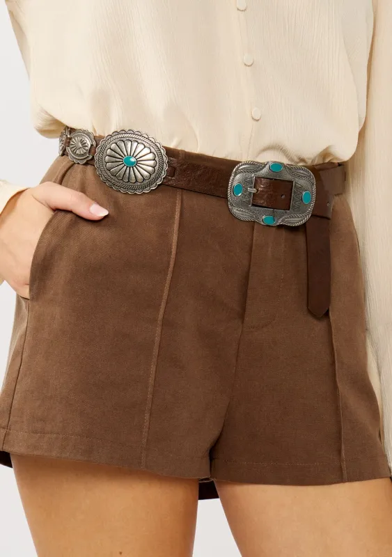 Leto Accessories Turquoise Concho Belt sold by lovestitch