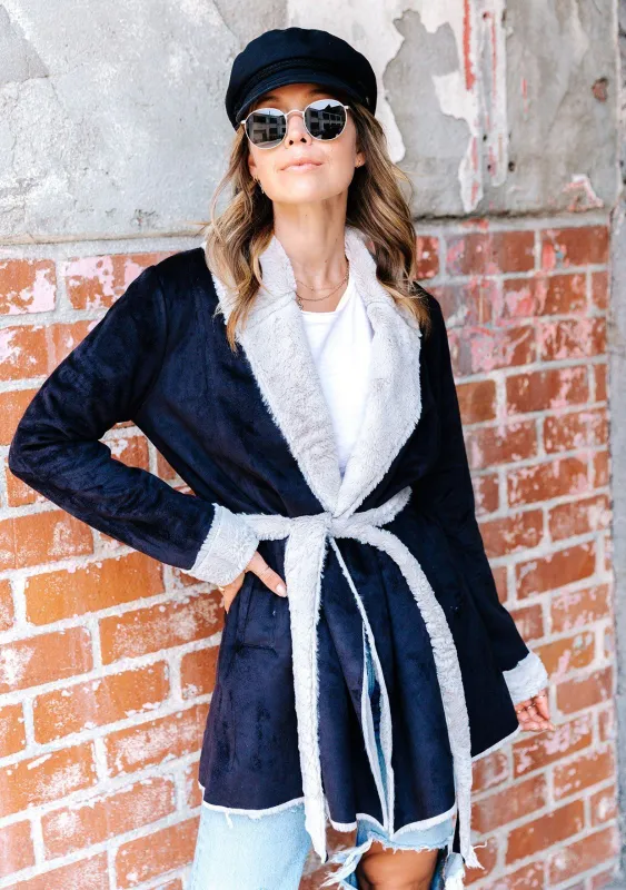 Aspen Faux Shearling Belted Coat sold by lovestitch