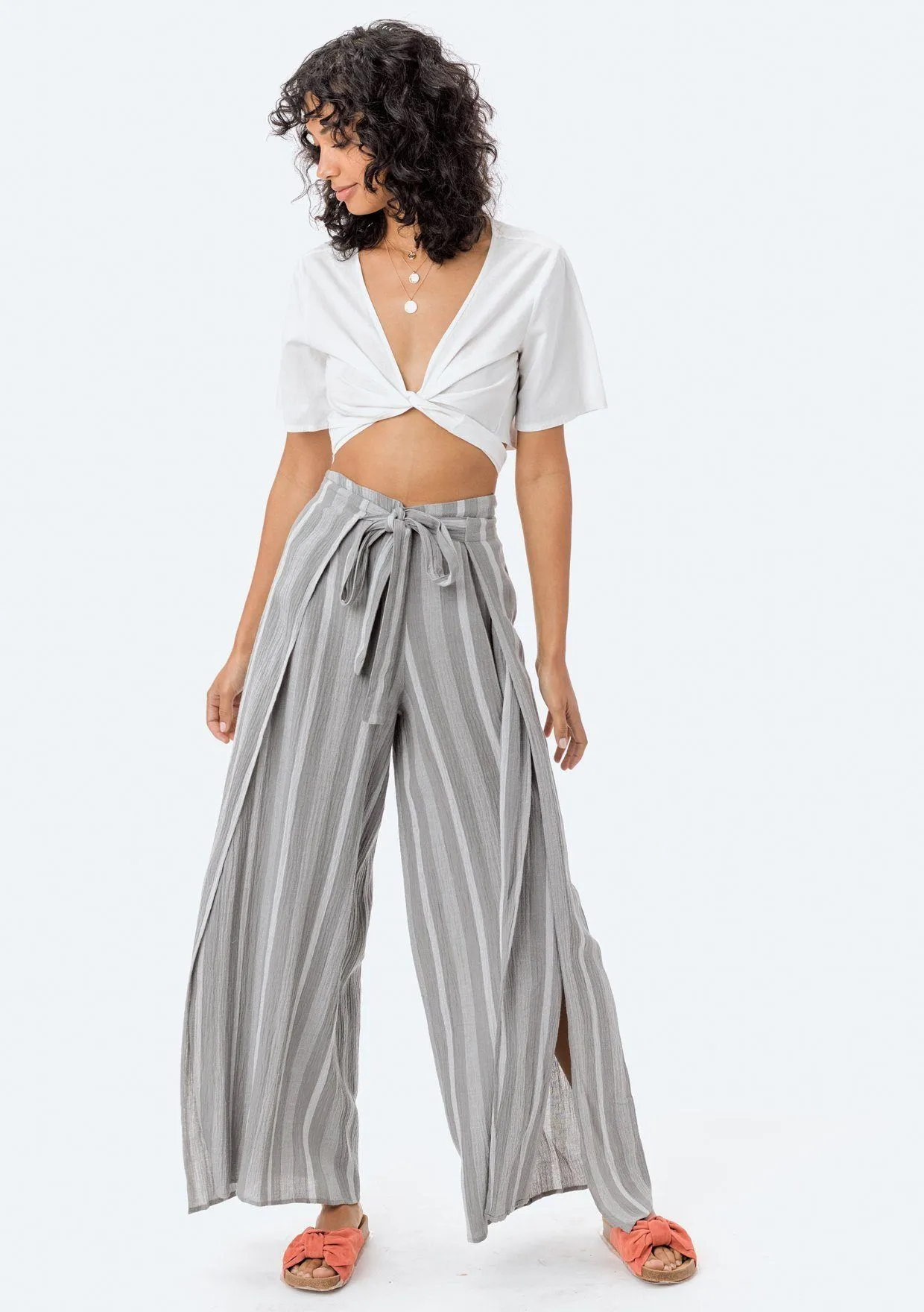 Miriam Striped Tie Front Pant sold by lovestitch