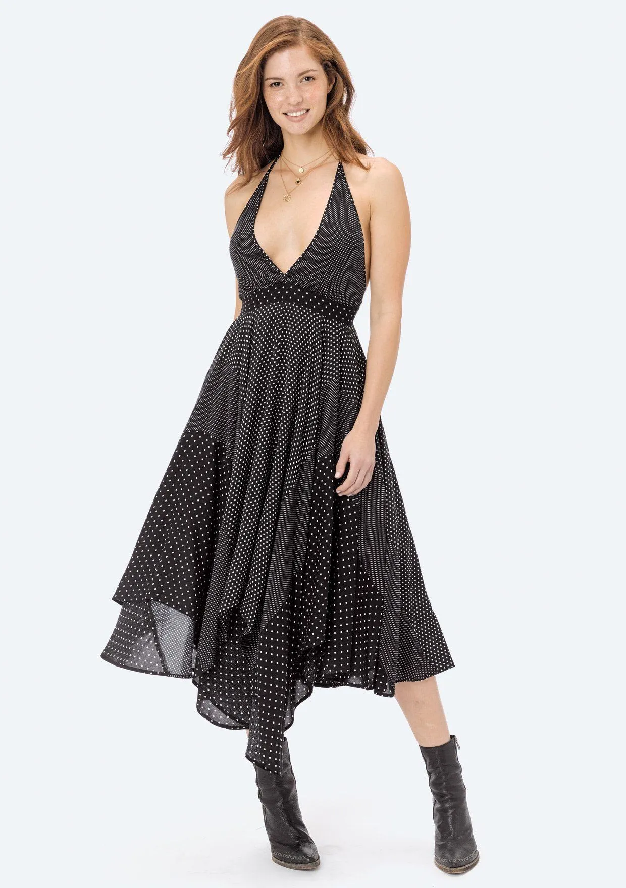 Dafina Polka Dot Patchwork Dress sold by lovestitch