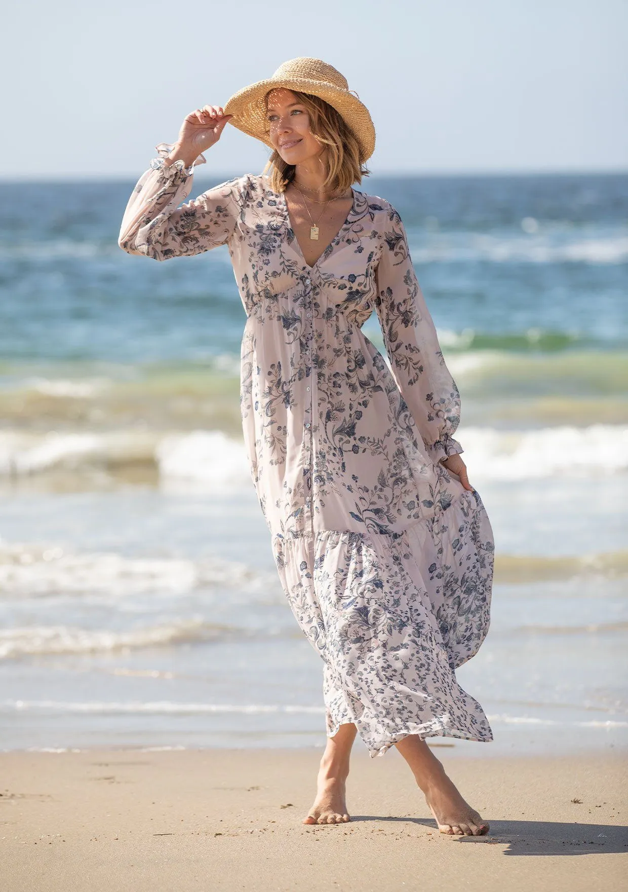 Meadow Sage Floral Maxi Dress sold by lovestitch product image thumbnail 5