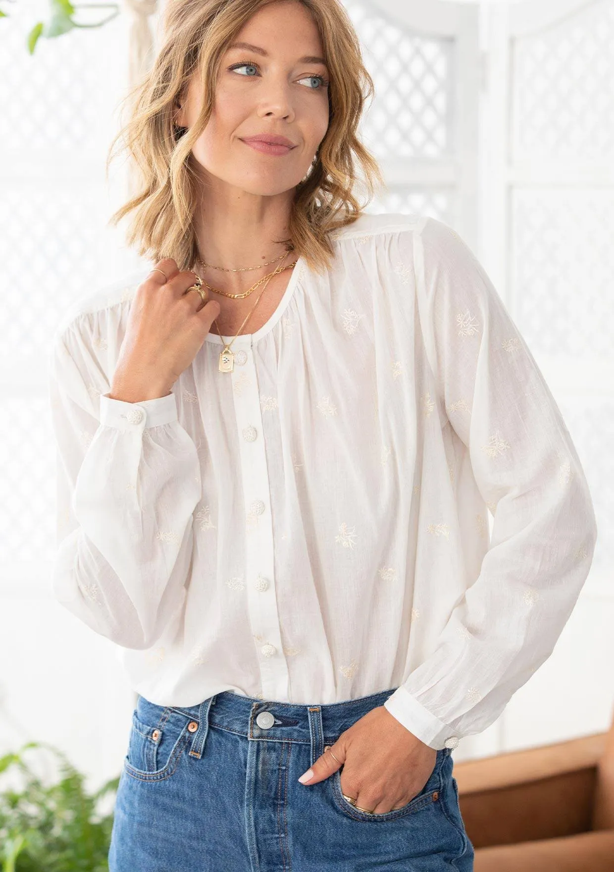 Ethereal Button Front Top sold by lovestitch