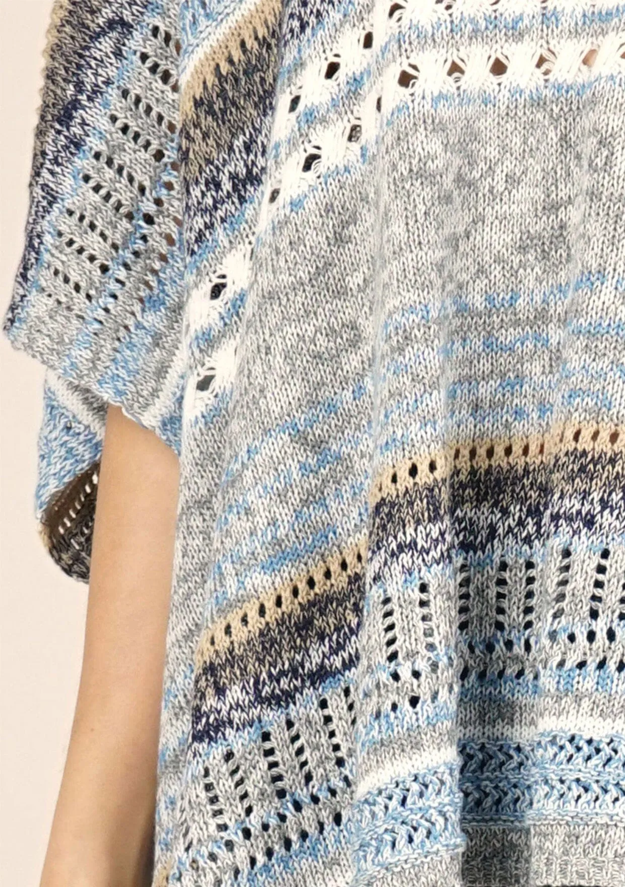 Mixed Yarn Striped Poncho sold by lovestitch product image thumbnail 4
