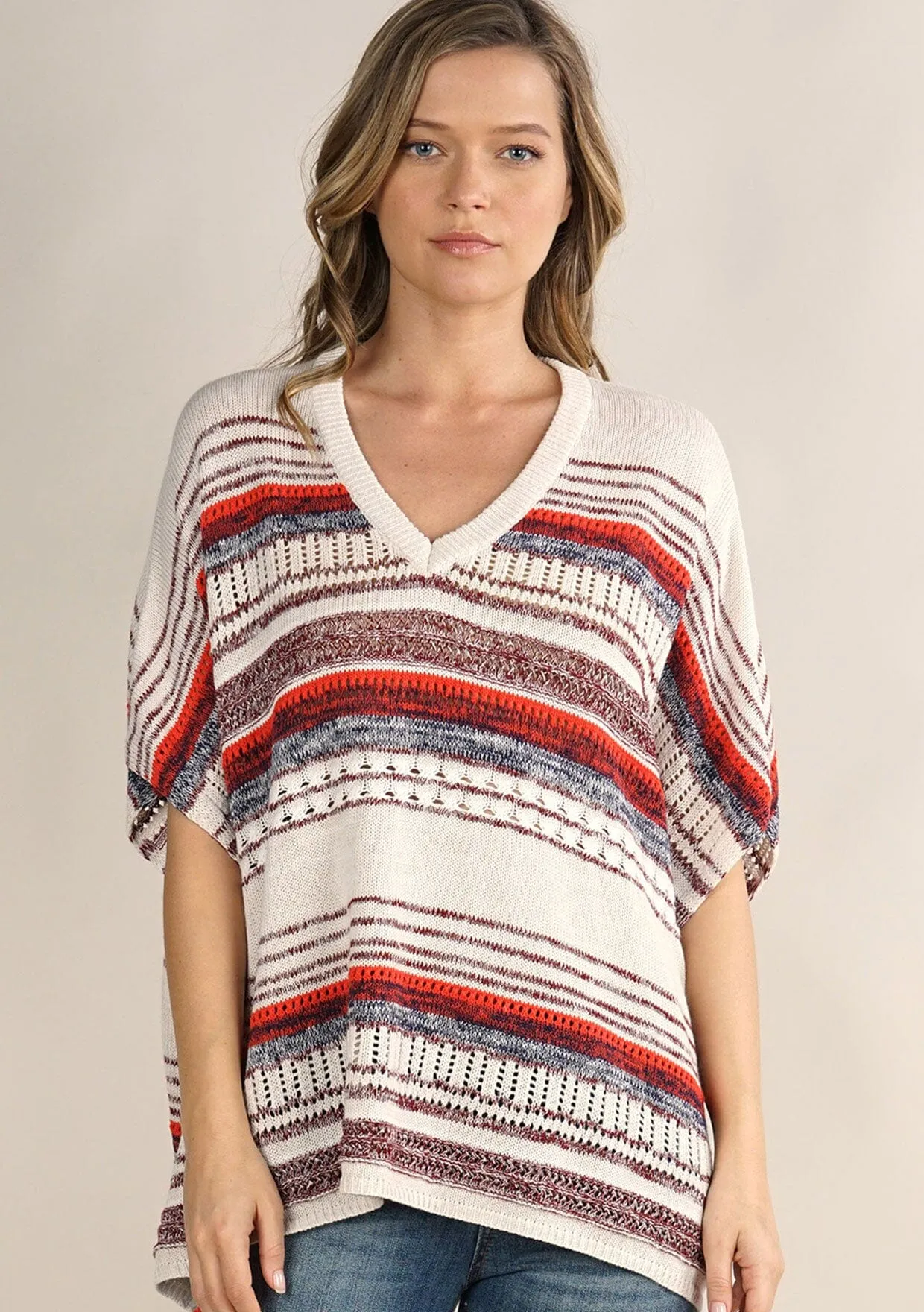 Mixed Yarn Striped Poncho sold by lovestitch product image thumbnail 5