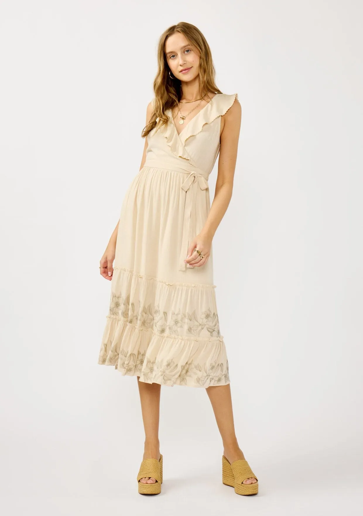 Sarina Ruffle Midi Dress sold by lovestitch