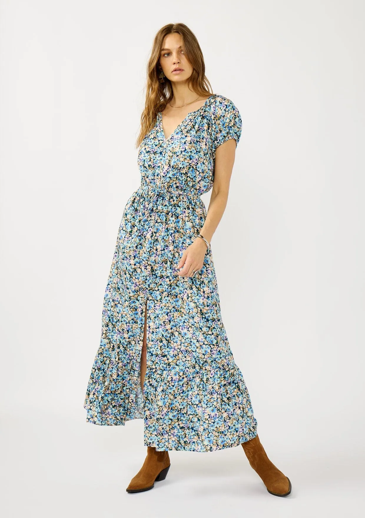 Quiet Garden Puff Sleeve Maxi Dress sold by lovestitch product image thumbnail 2