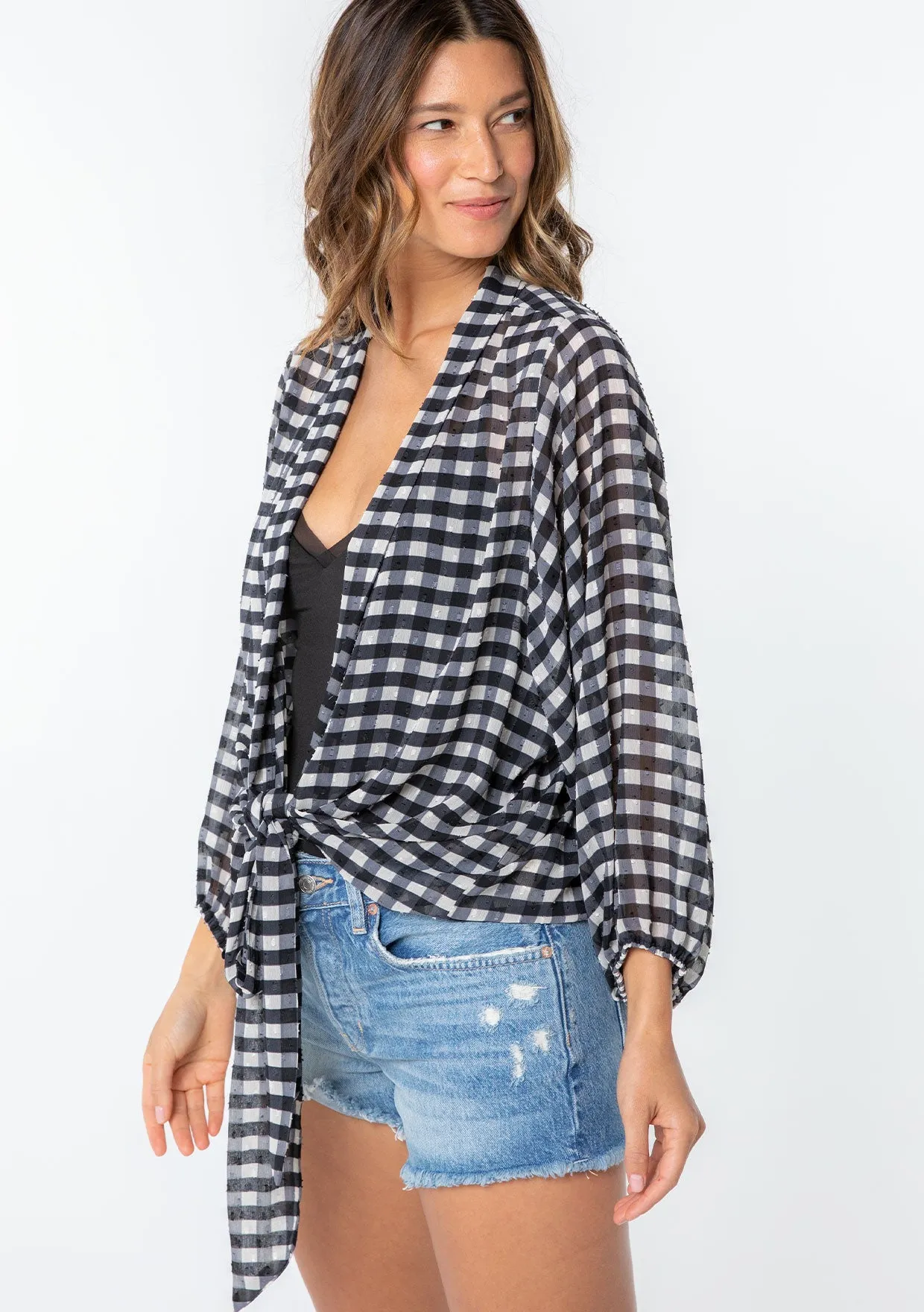 Gia Gingham Tie Front Top sold by lovestitch product image thumbnail 4