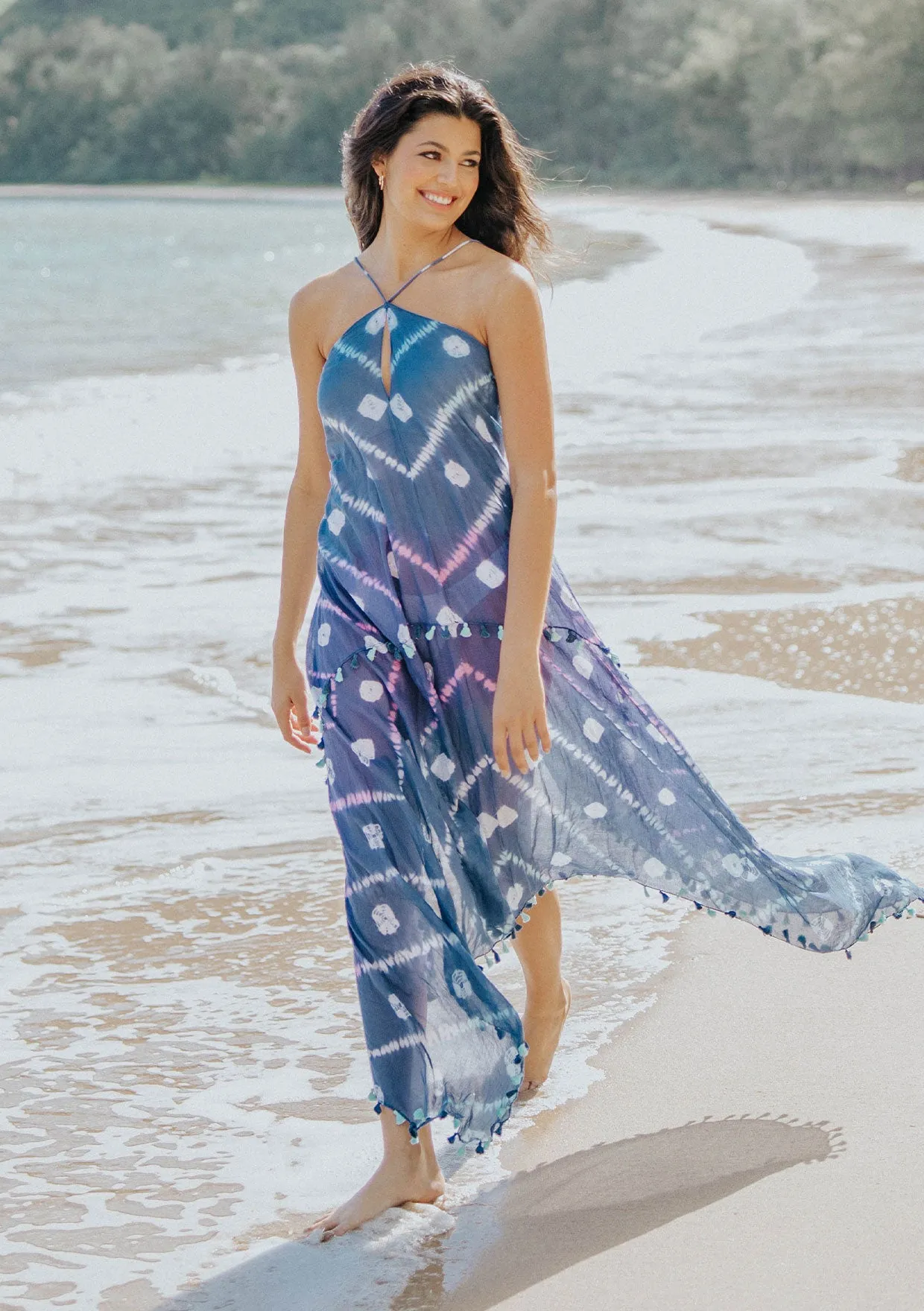 Tahiti Tie-Dye Halter Dress sold by lovestitch