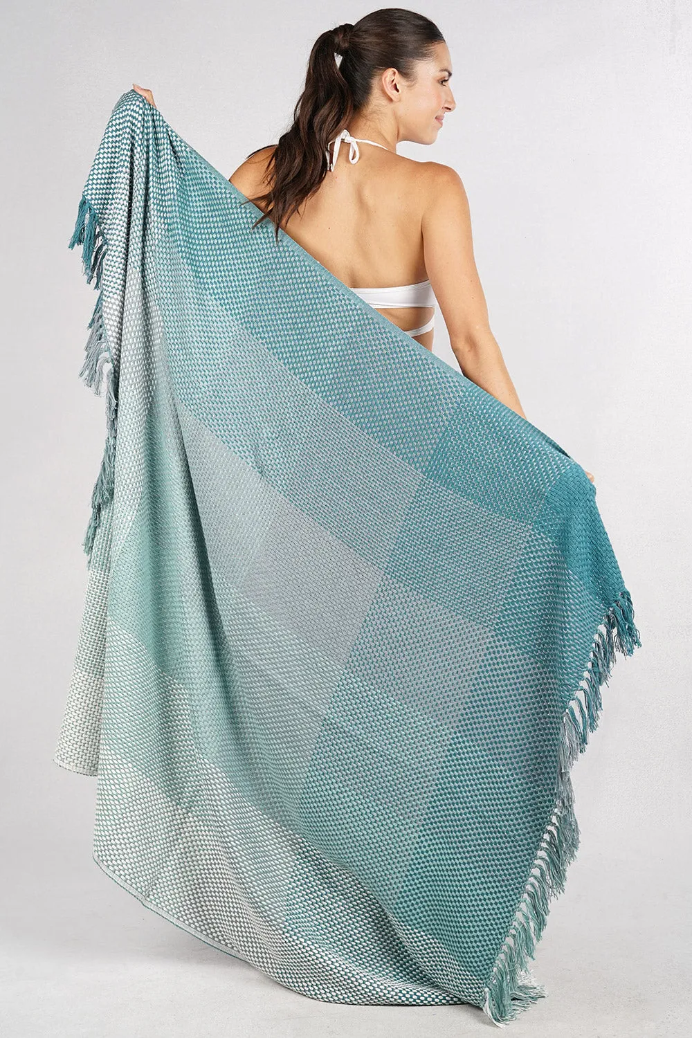 Seafoam Fringe Beach Throw sold by lovestitch