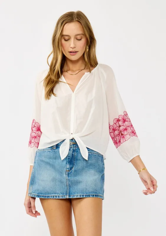 Jules Embroidered Tie Front Top sold by lovestitch