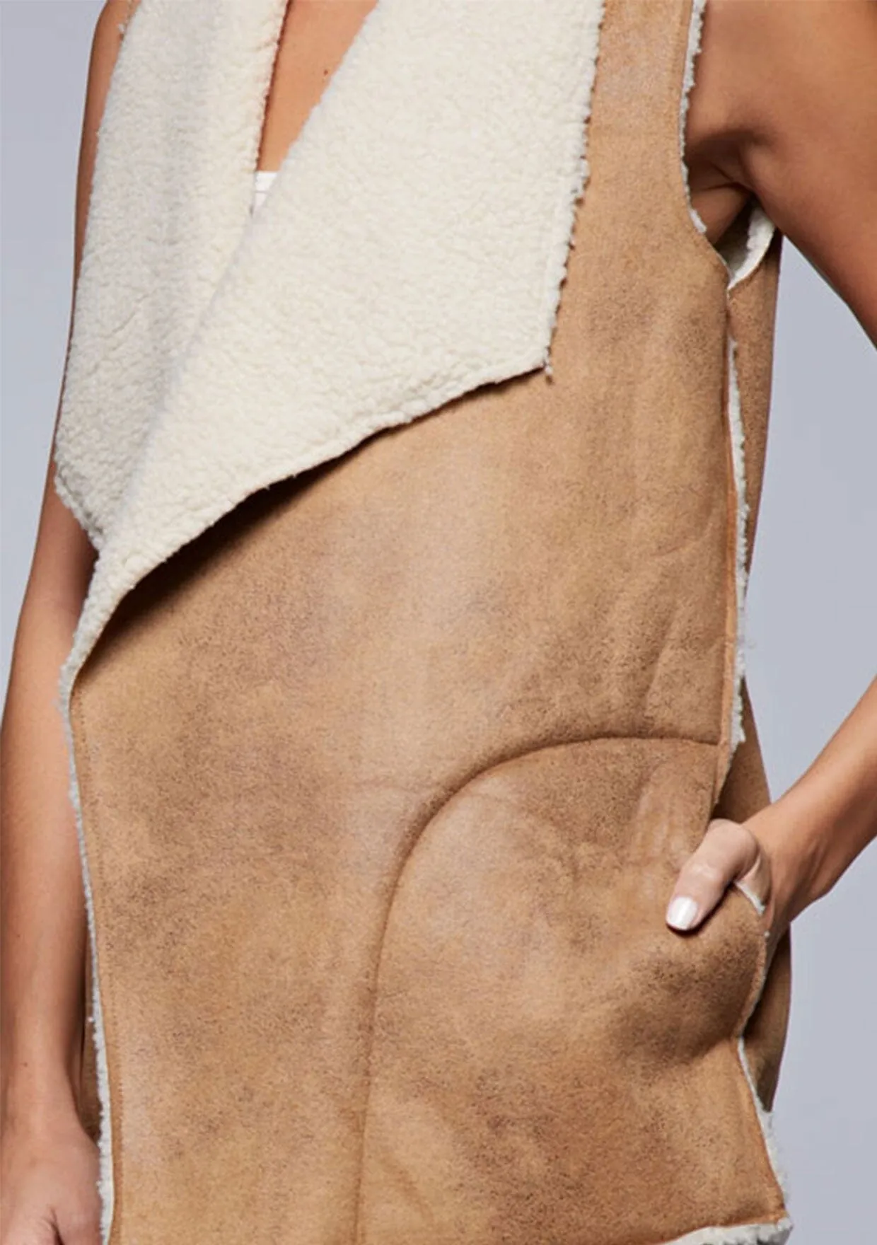 Faux Suede Sherpa Vest sold by lovestitch product image thumbnail 4