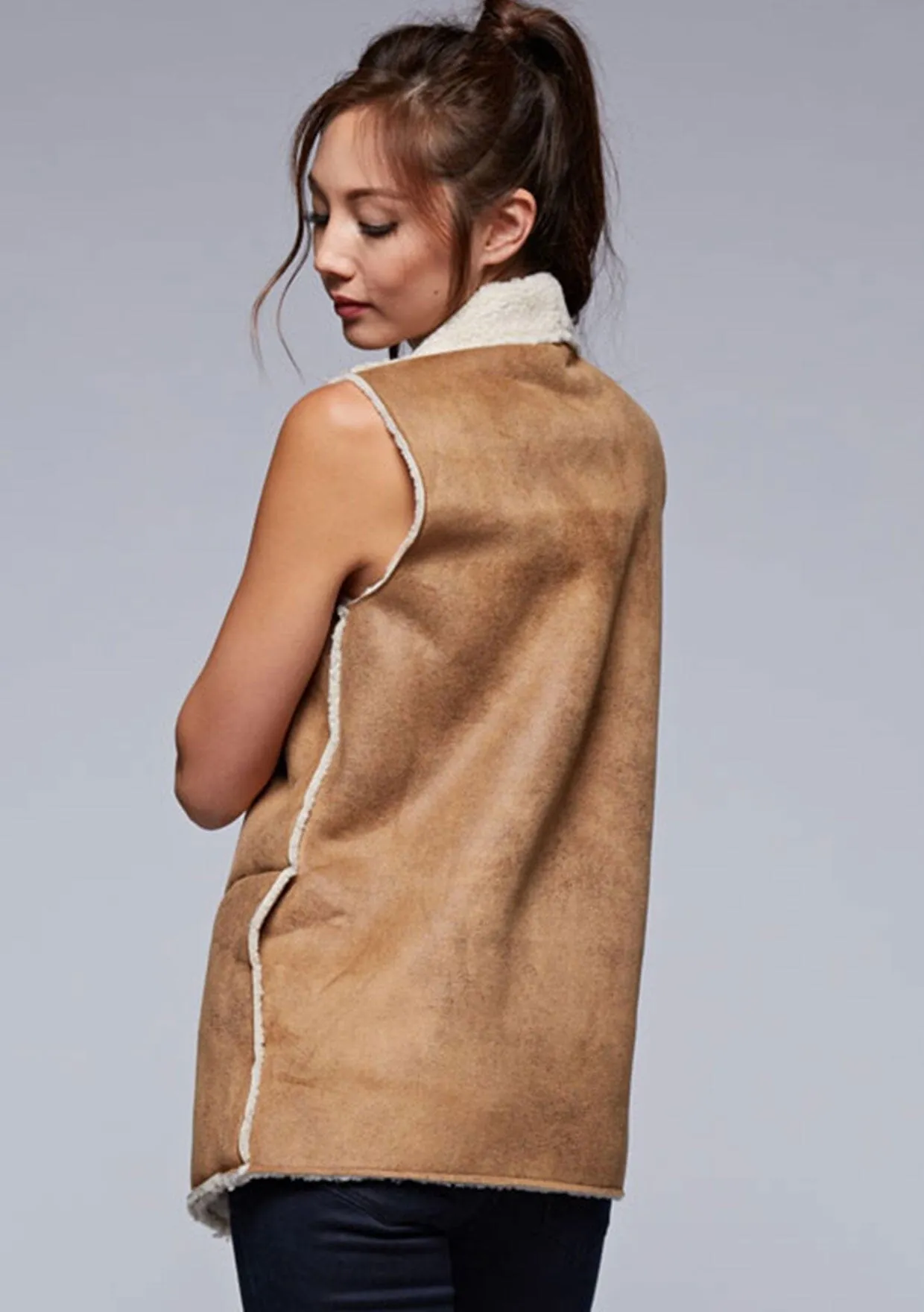 Faux Suede Sherpa Vest sold by lovestitch product image thumbnail 3