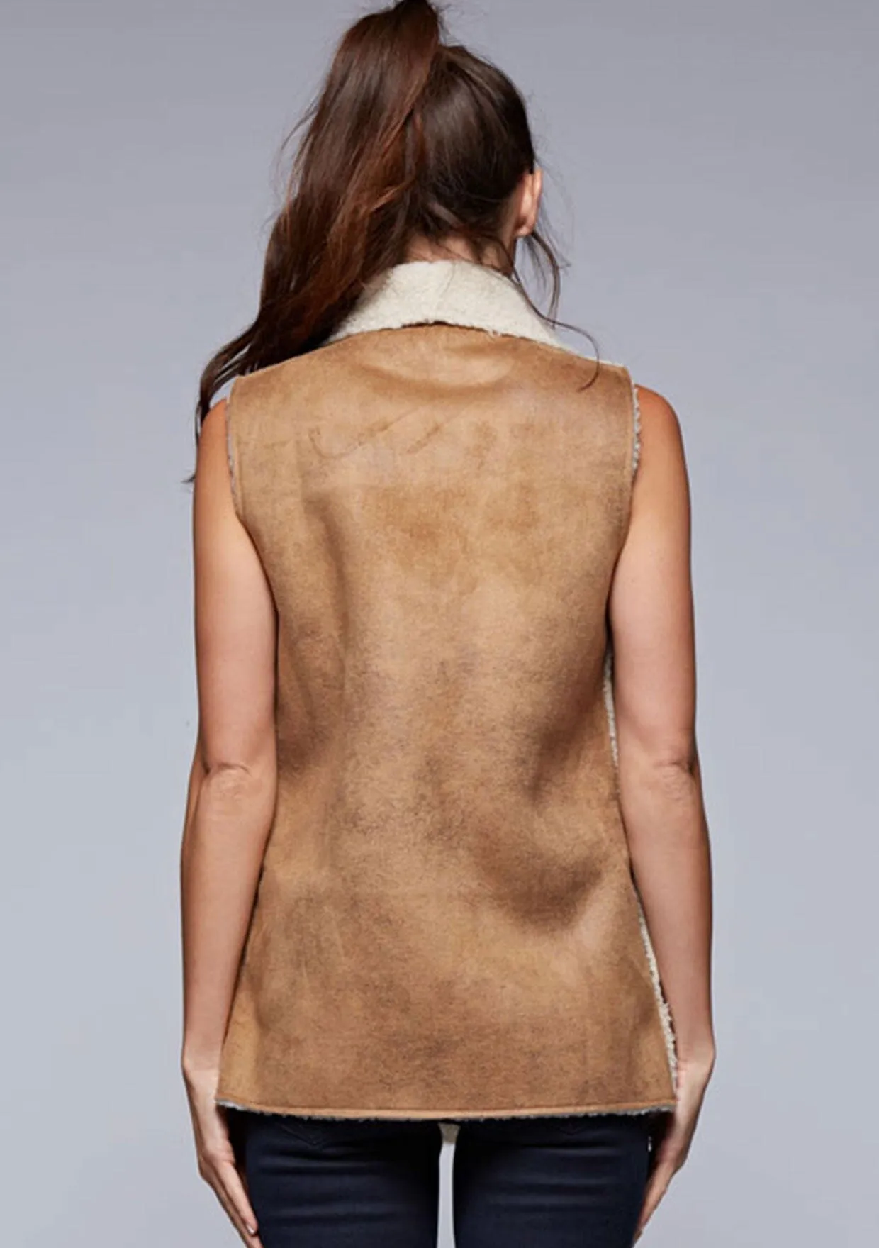 Faux Suede Sherpa Vest sold by lovestitch product image thumbnail 2