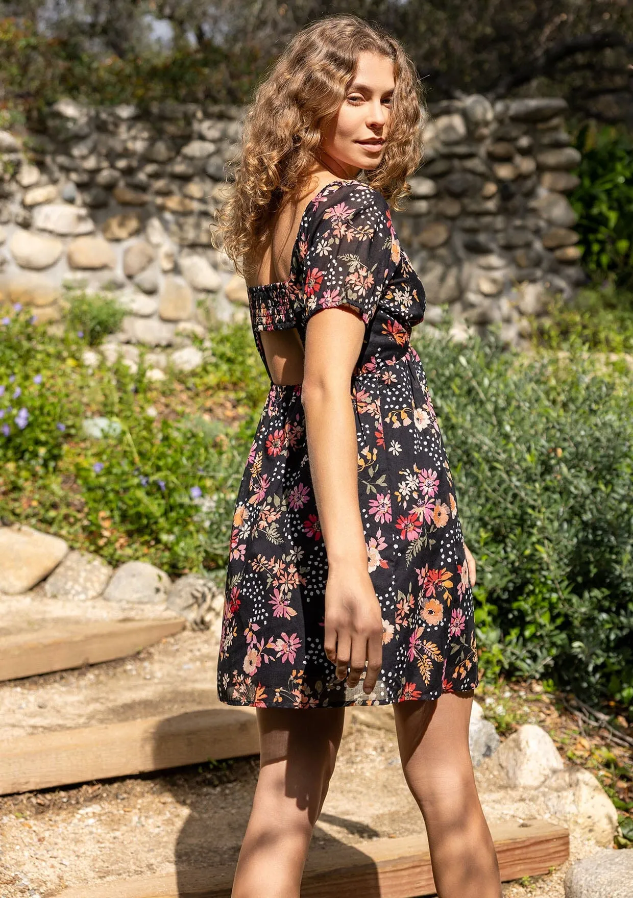 Garden Affair Puff Sleeve Mini Dress sold by lovestitch product image thumbnail 3