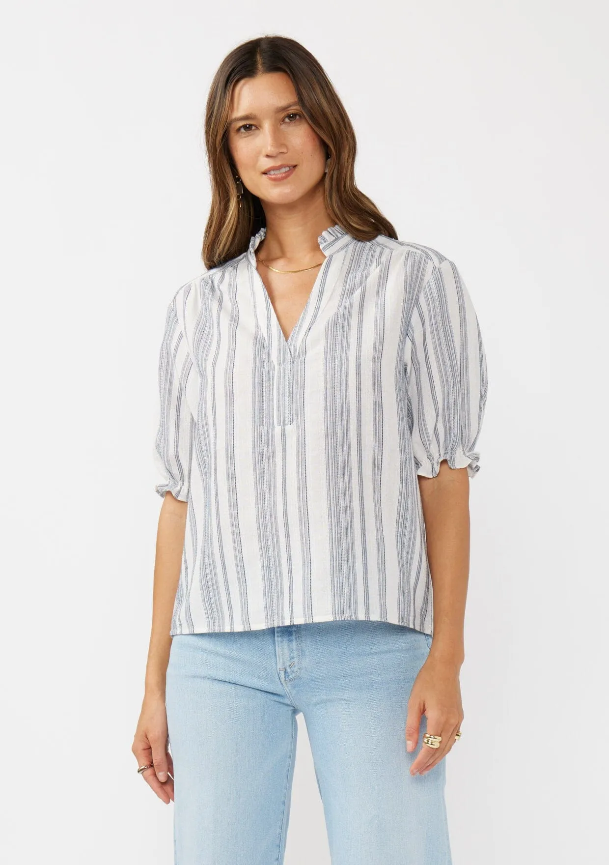 Fiora Striped Puff Sleeve Top sold by lovestitch