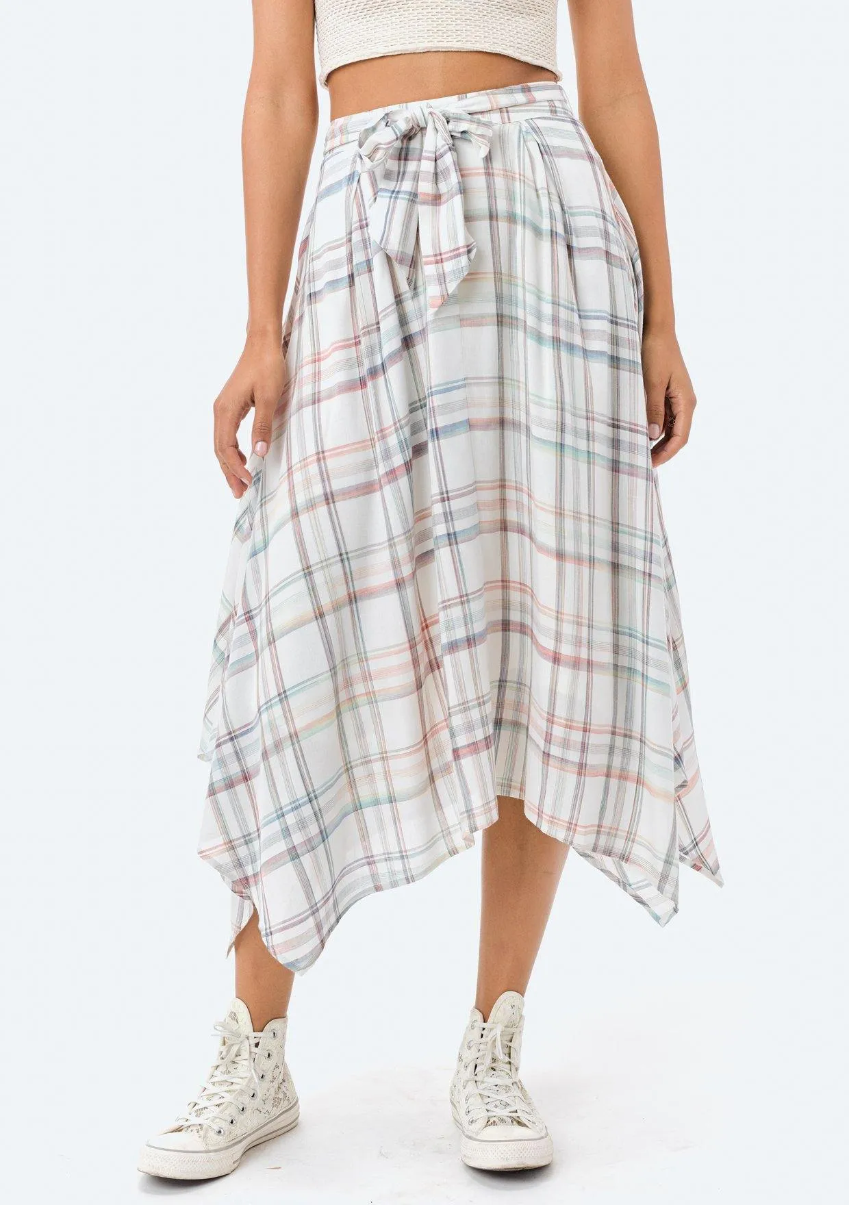 Dara Asymmetrical Plaid Skirt sold by lovestitch product image thumbnail 2