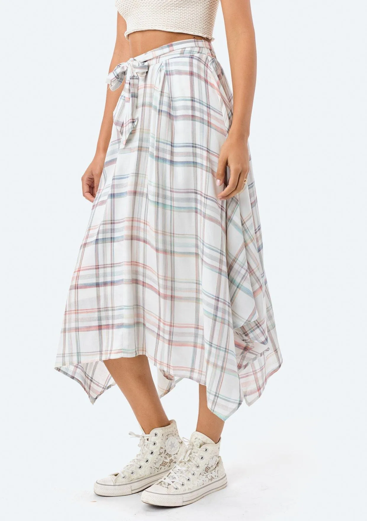 Dara Asymmetrical Plaid Skirt sold by lovestitch product image thumbnail 3