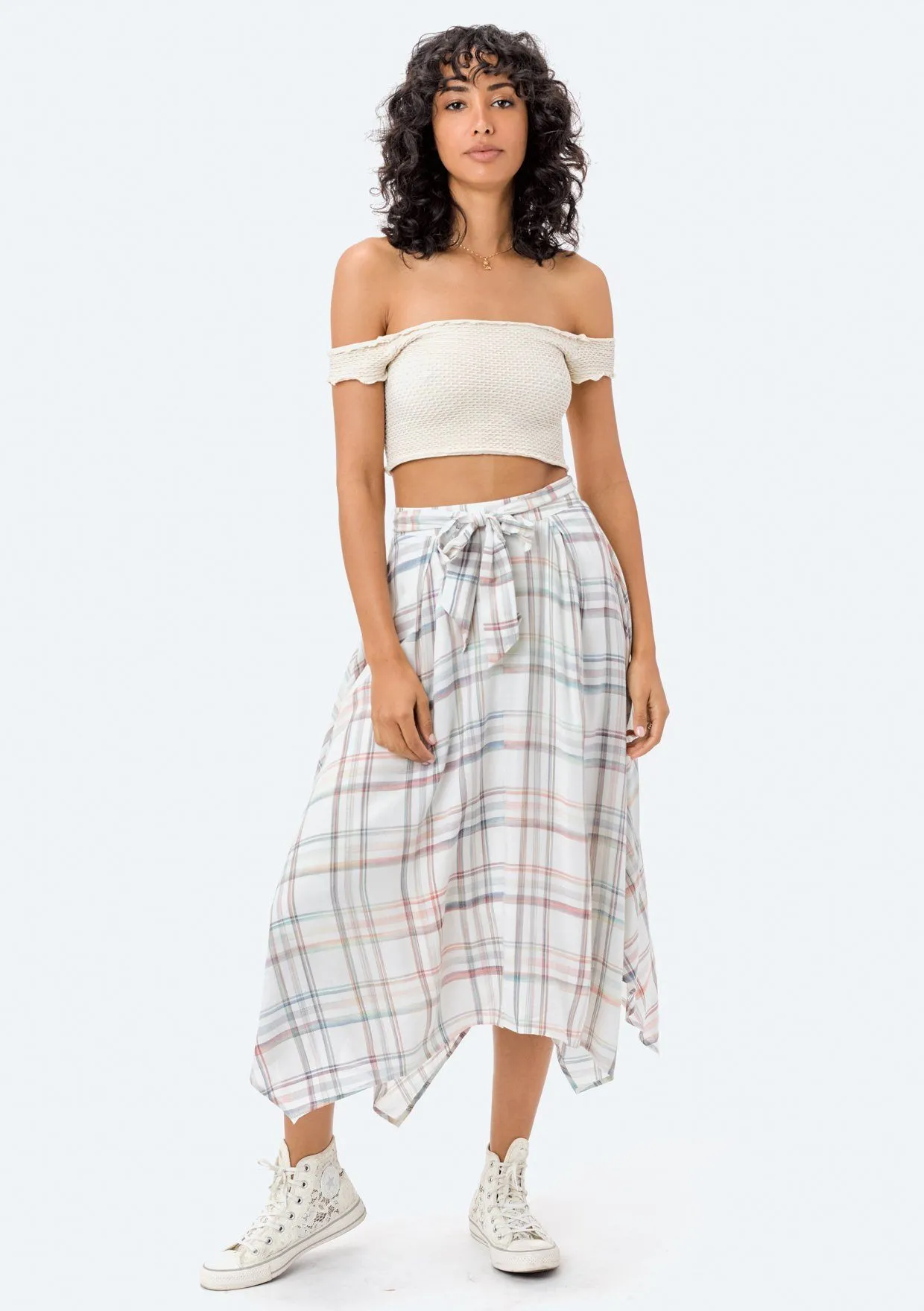 Dara Asymmetrical Plaid Skirt sold by lovestitch product image thumbnail 4