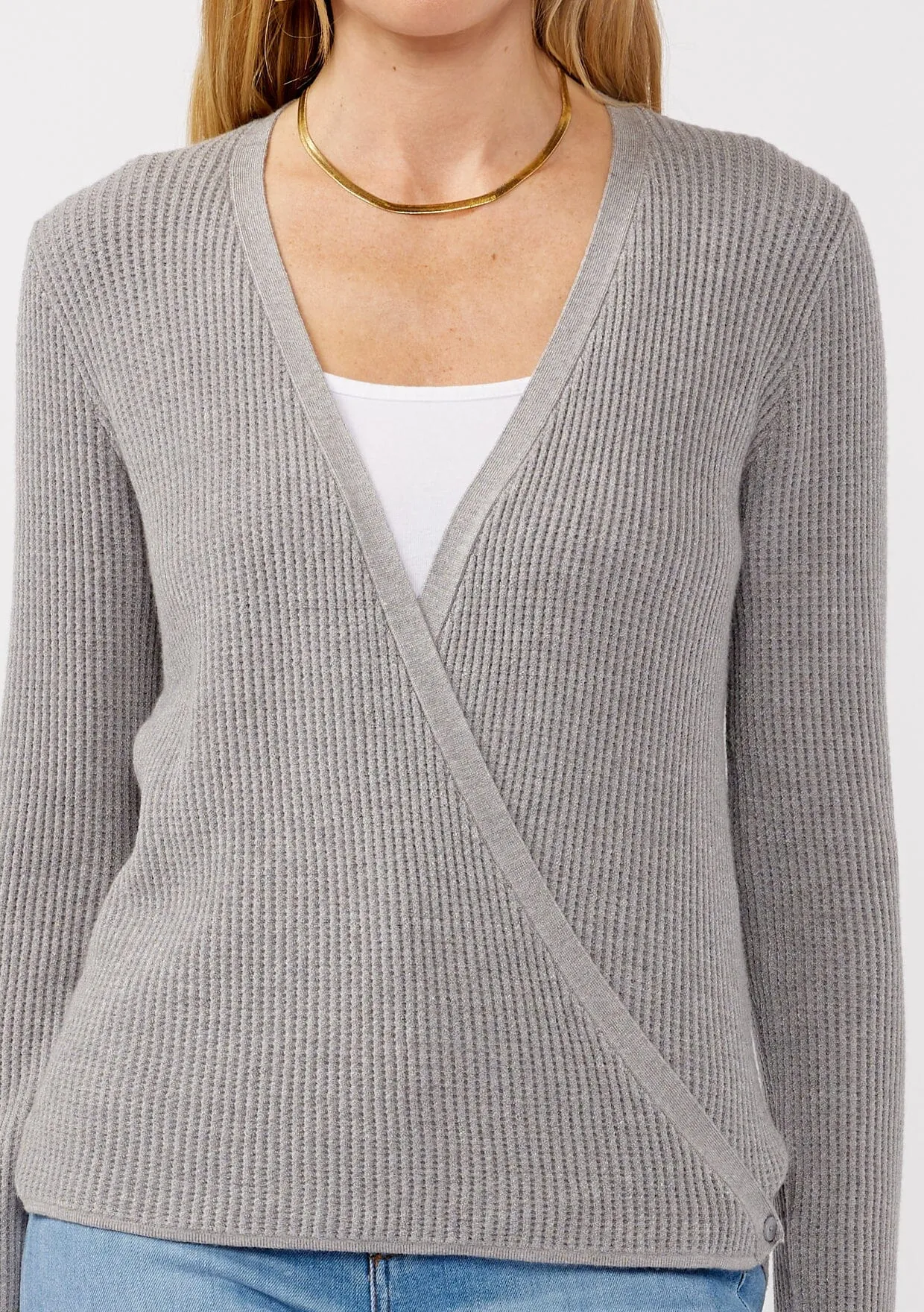 Casey Waffle Knit Wrap Sweater sold by lovestitch product image thumbnail 4