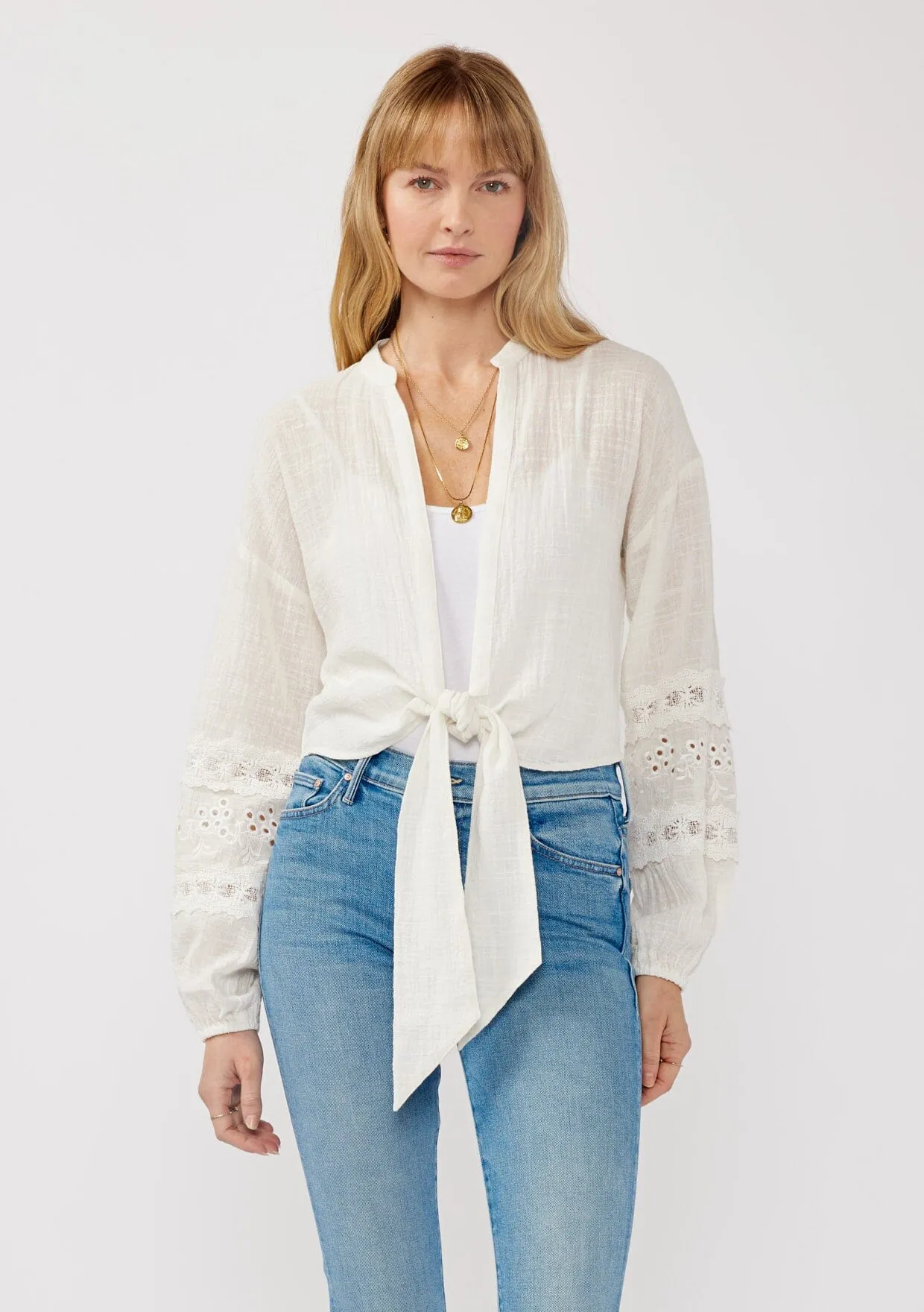 Gina Tie Front Blouse sold by lovestitch