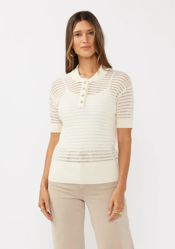 Easy Life Open Knit Henley Top sold by lovestitch
