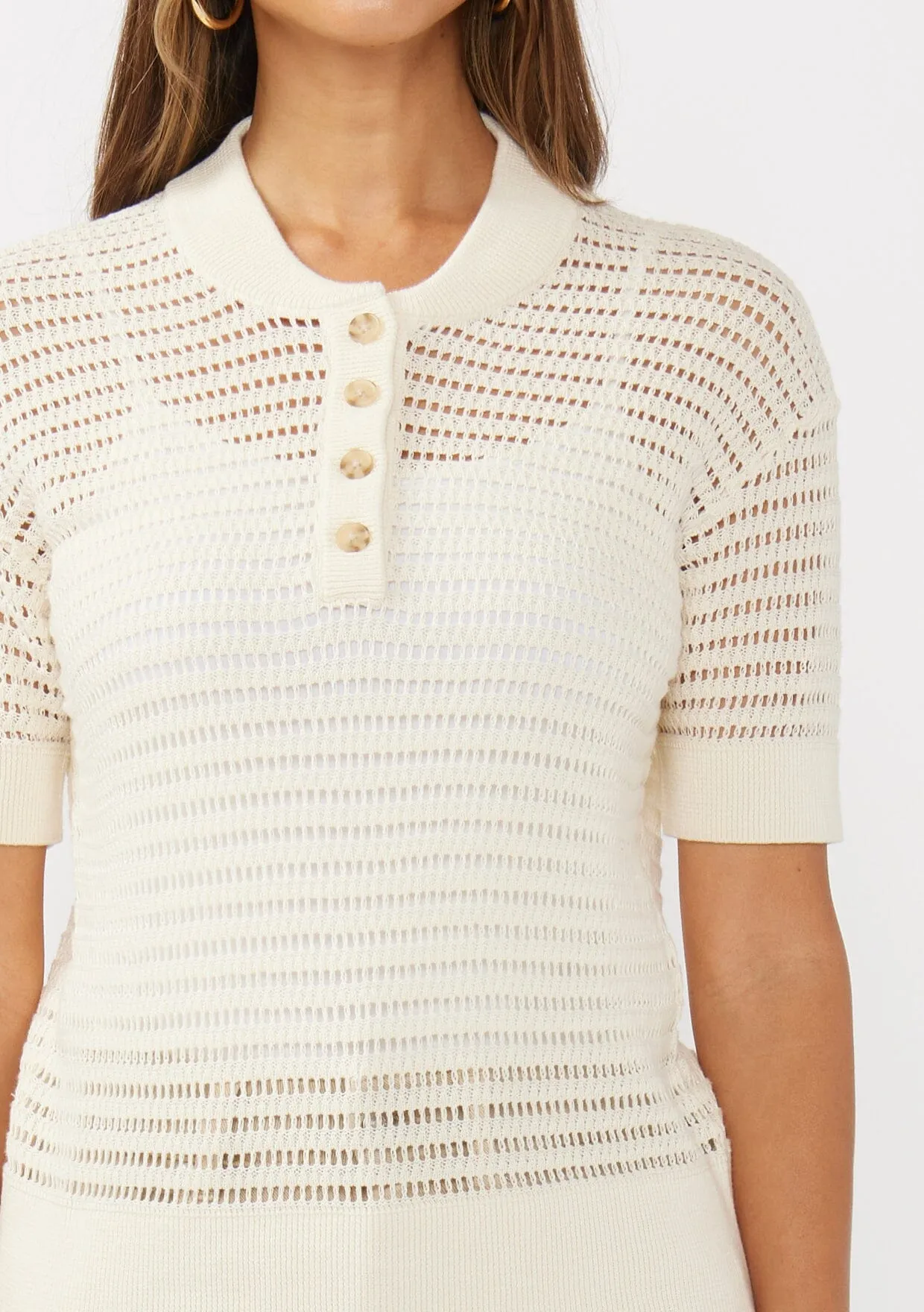 Easy Life Open Knit Henley Top sold by lovestitch product image thumbnail 5