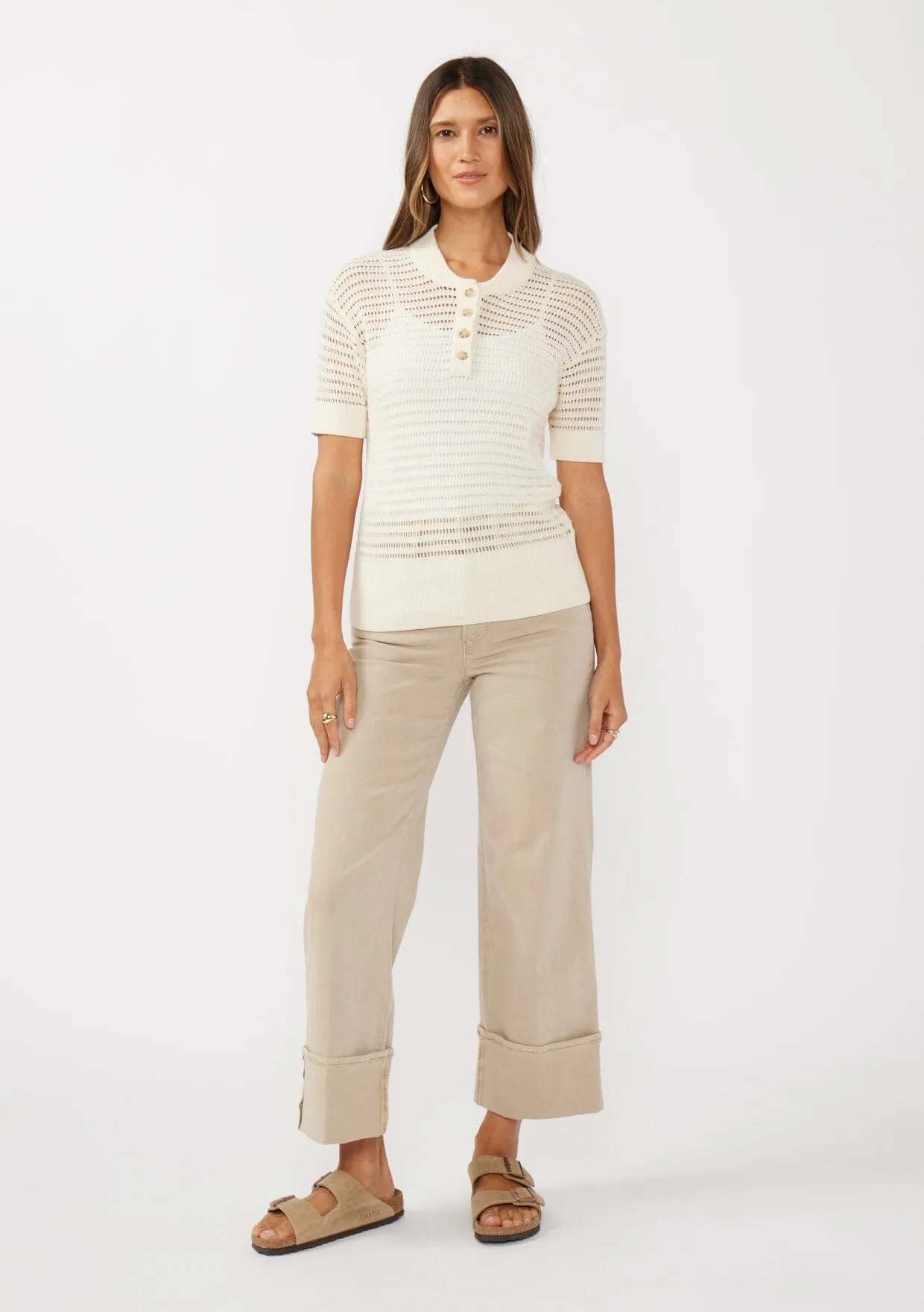 Easy Life Open Knit Henley Top sold by lovestitch product image thumbnail 2