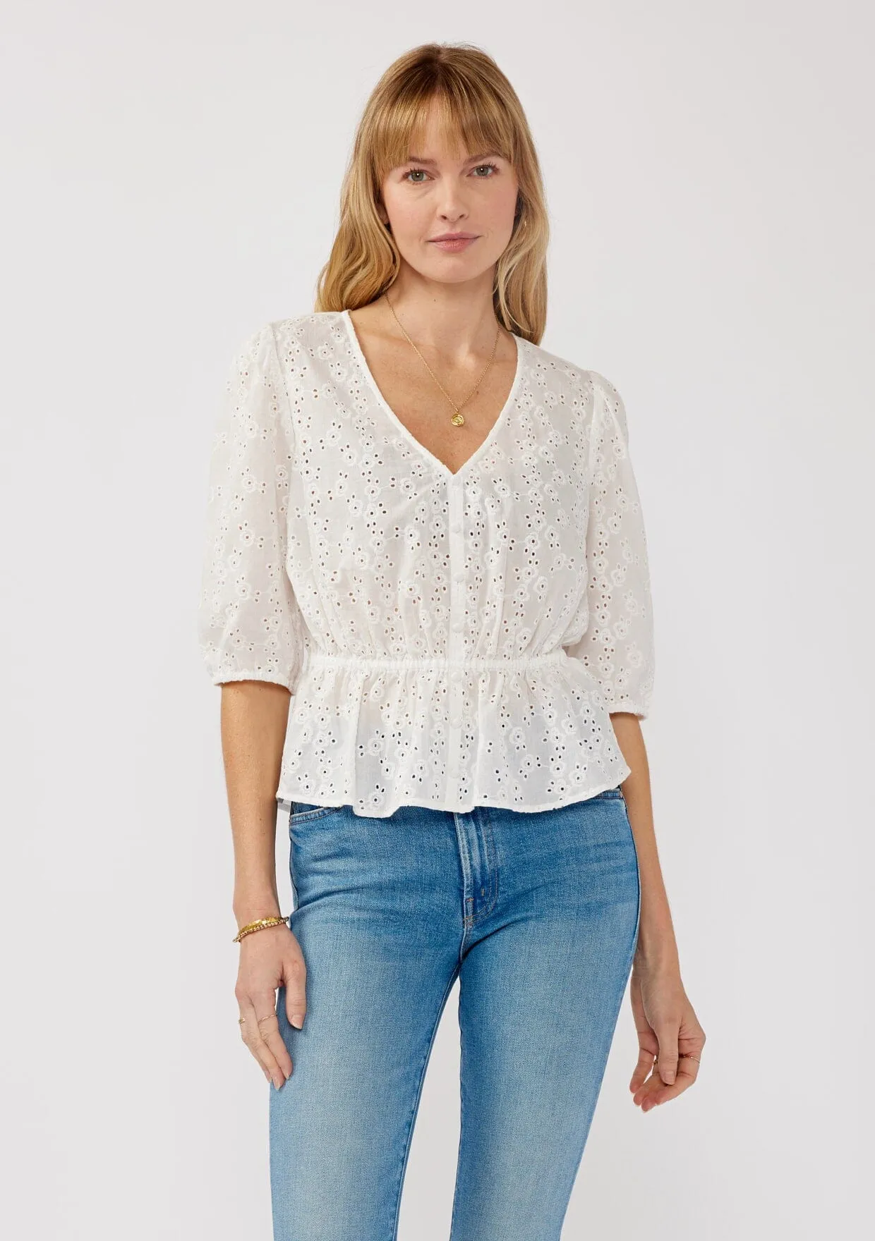 Penny Embroidered Peplum Top sold by lovestitch