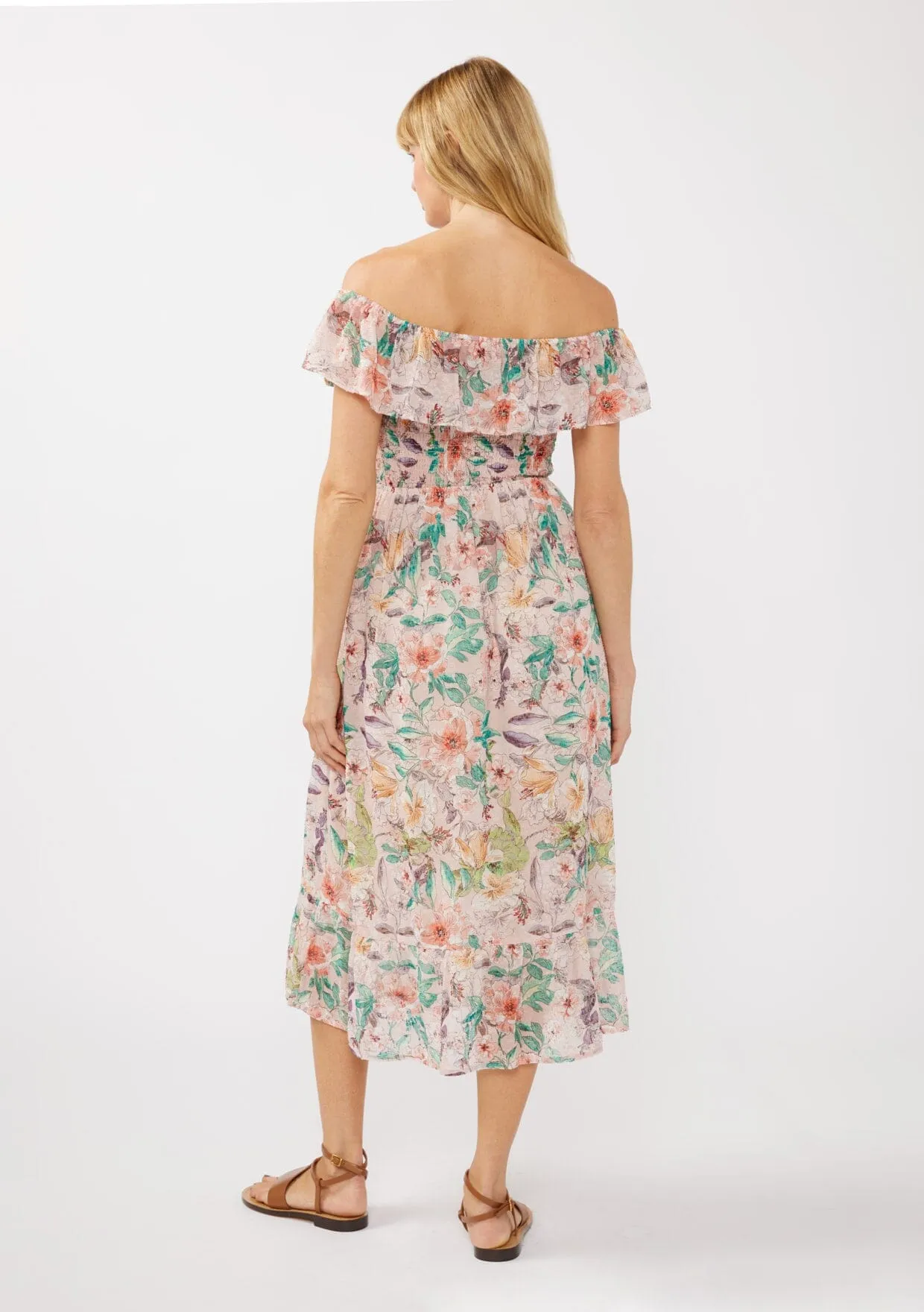 Floral Dust Off Shoulder Midi Dress sold by lovestitch product image thumbnail 3