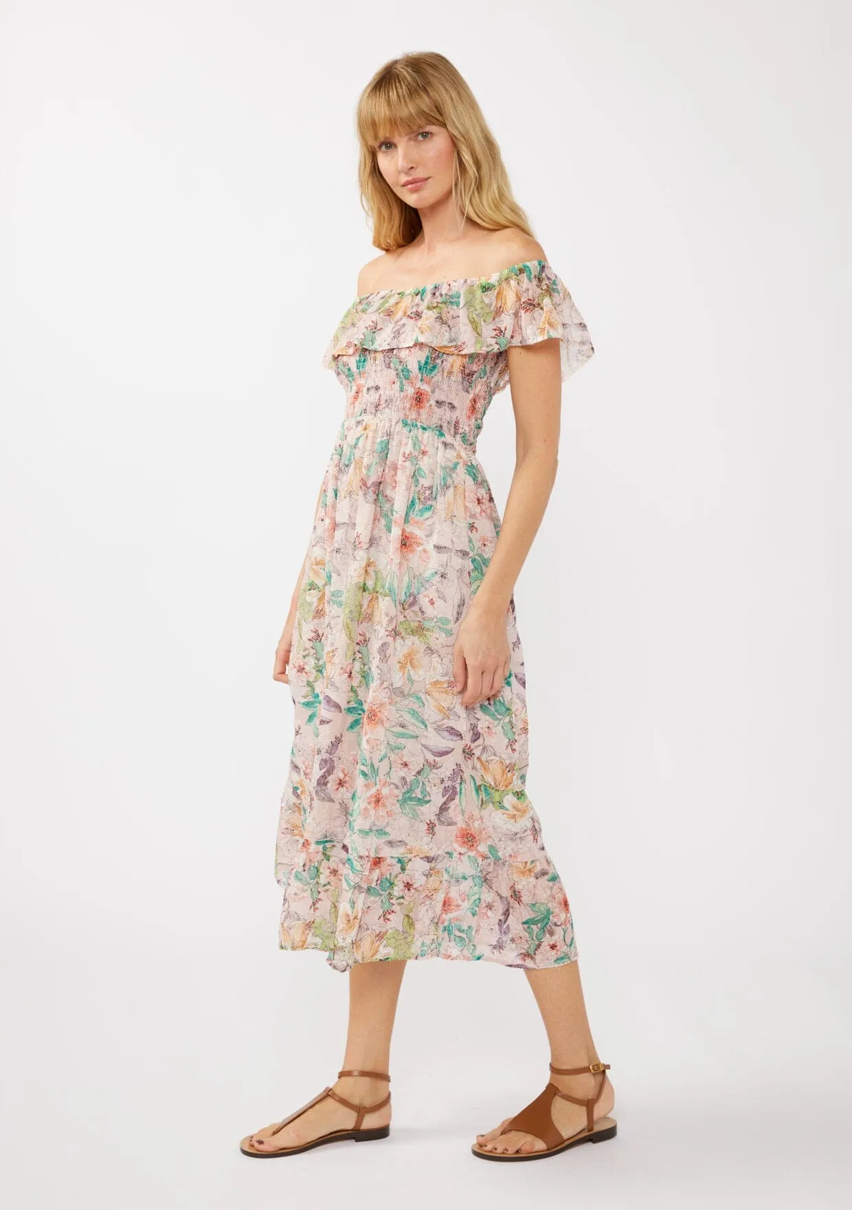 Floral Dust Off Shoulder Midi Dress sold by lovestitch product image thumbnail 2