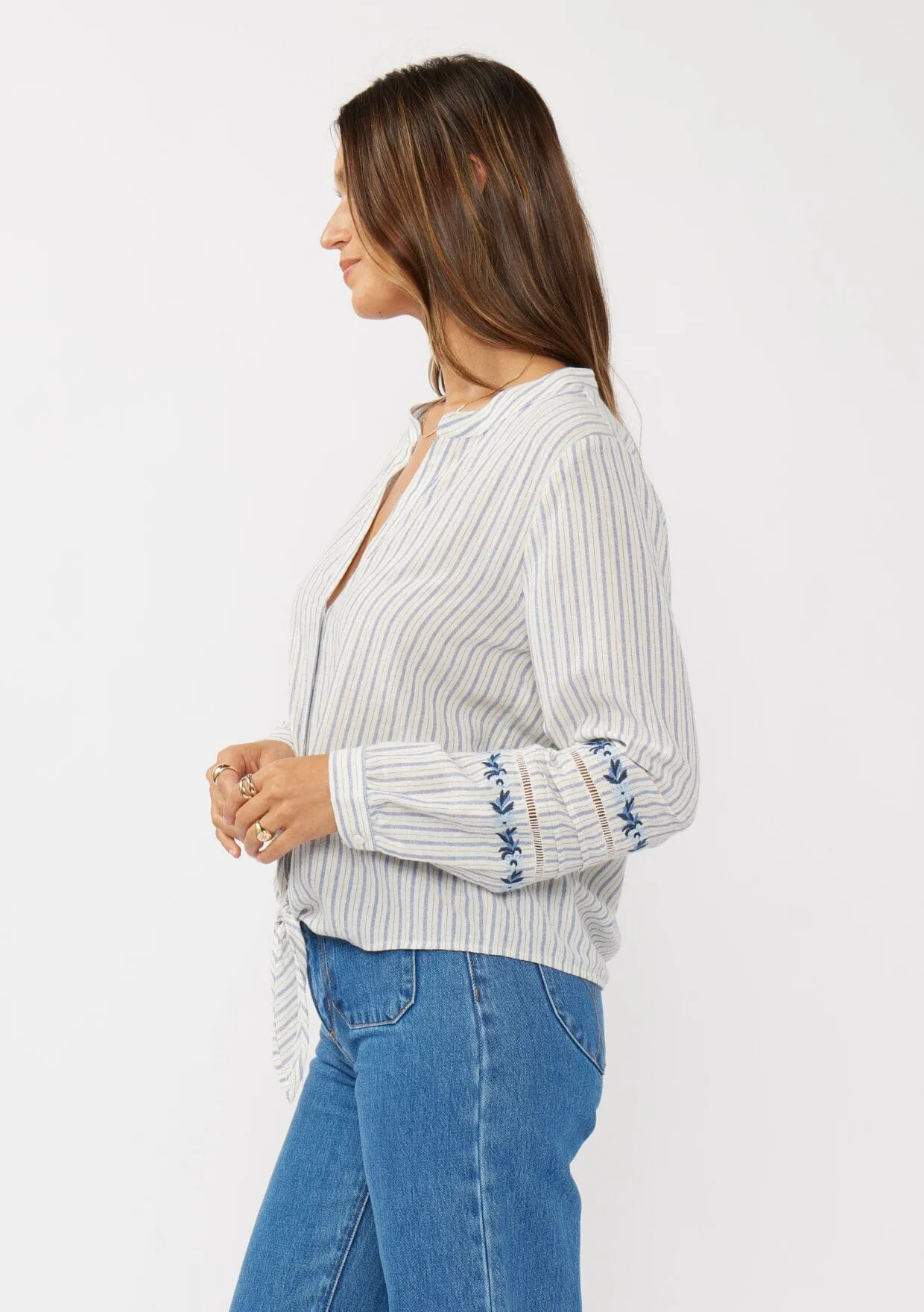 Albany Striped Tie Front Blouse sold by lovestitch product image thumbnail 2