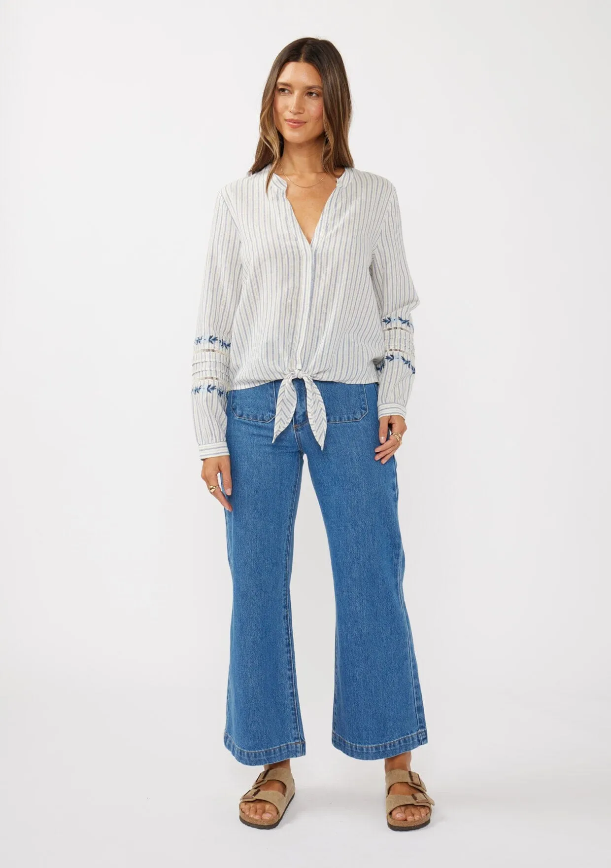 Albany Striped Tie Front Blouse sold by lovestitch product image thumbnail 5