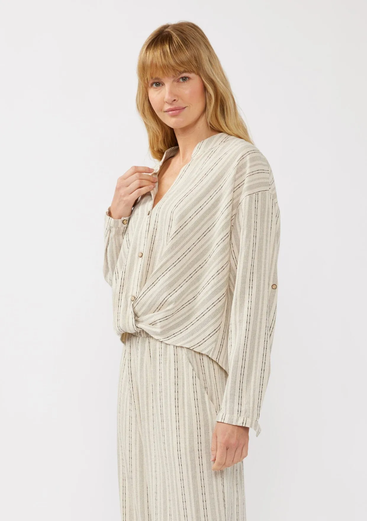Carefree Escape Twist Front Striped Shirt sold by lovestitch product image thumbnail 2