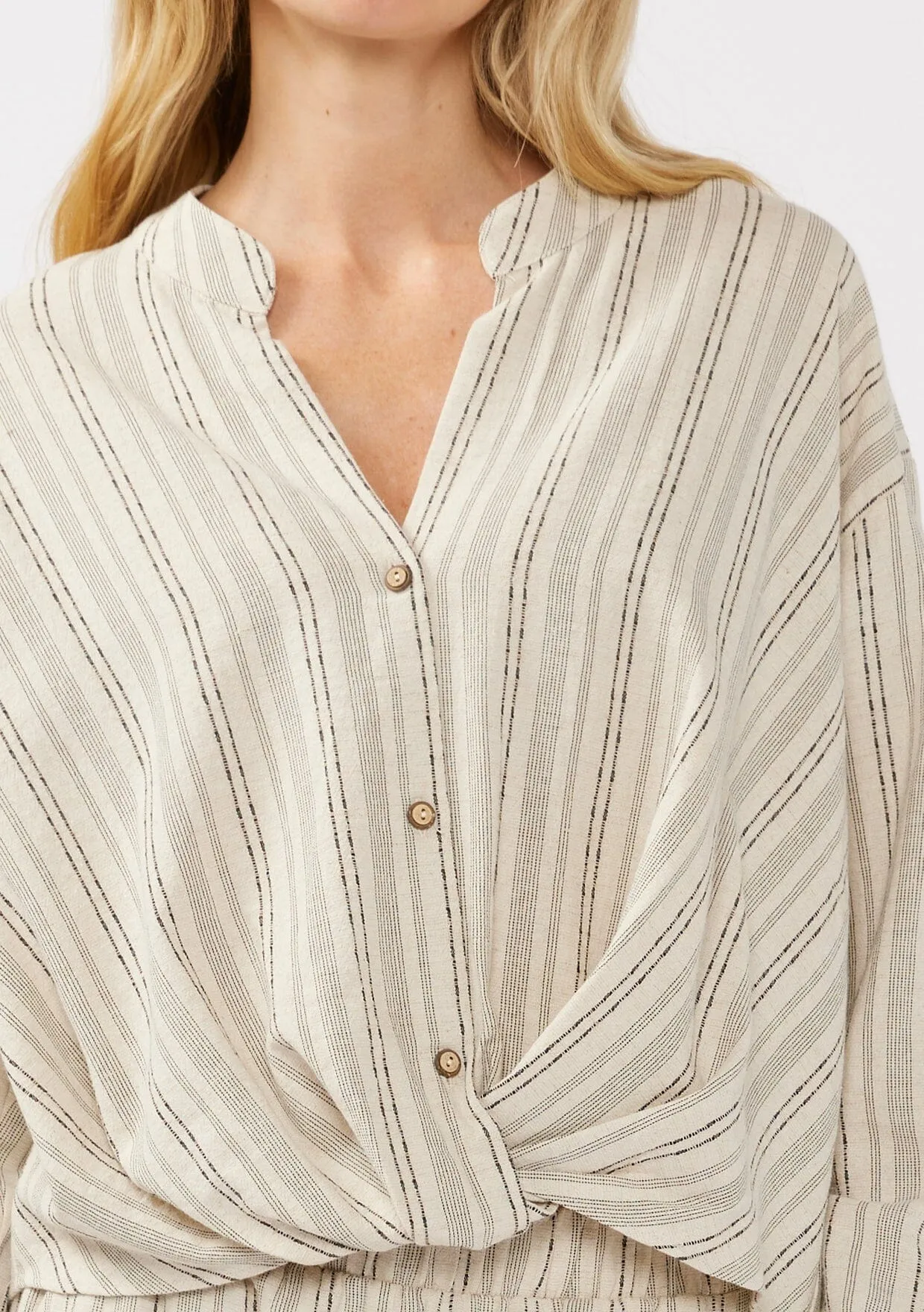Carefree Escape Twist Front Striped Shirt sold by lovestitch product image thumbnail 3