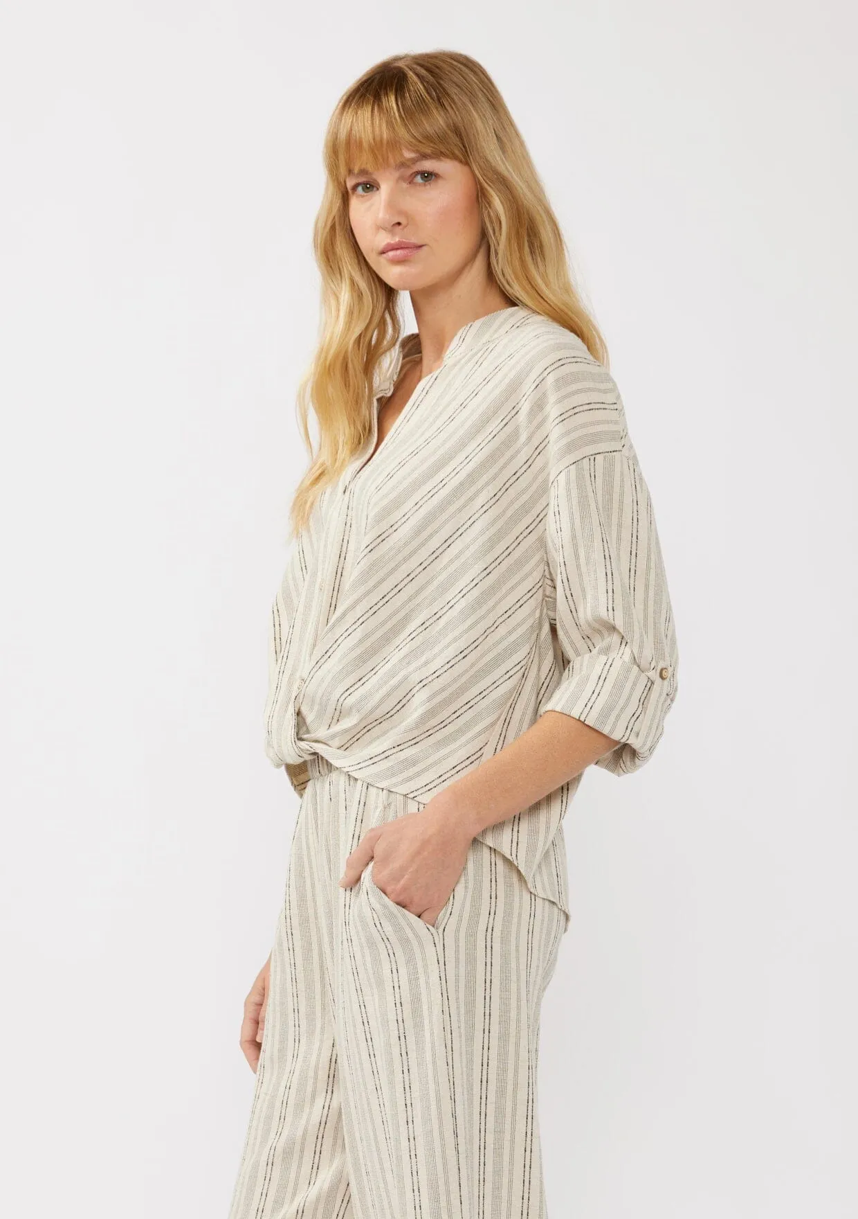 Carefree Escape Twist Front Striped Shirt sold by lovestitch product image thumbnail 5
