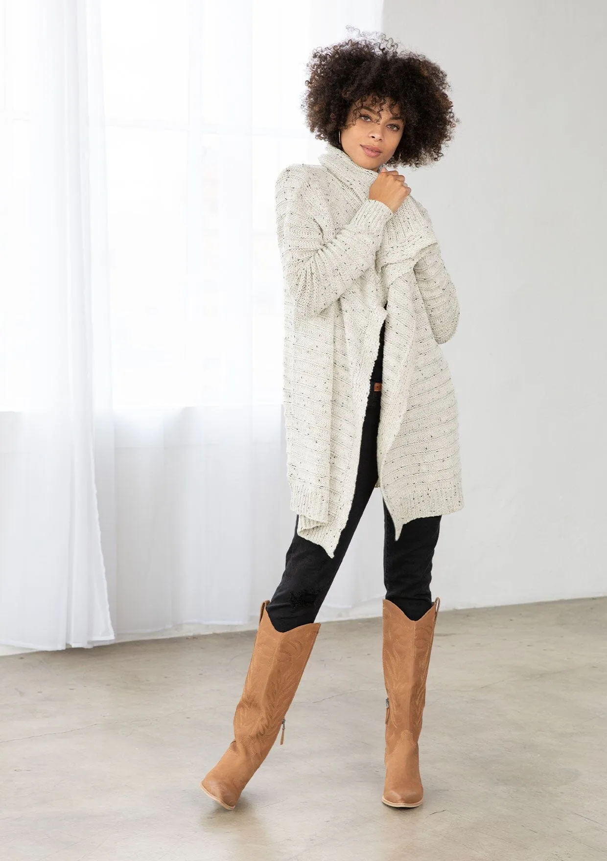 Oversized Lapel Knit Cardigan sold by lovestitch product image thumbnail 5