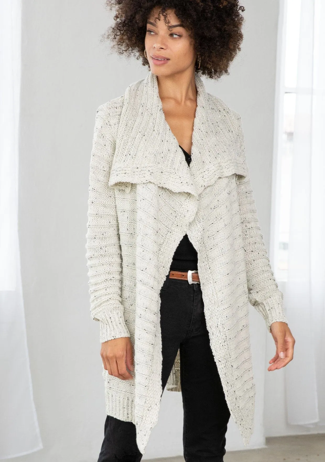 Oversized Lapel Knit Cardigan sold by lovestitch