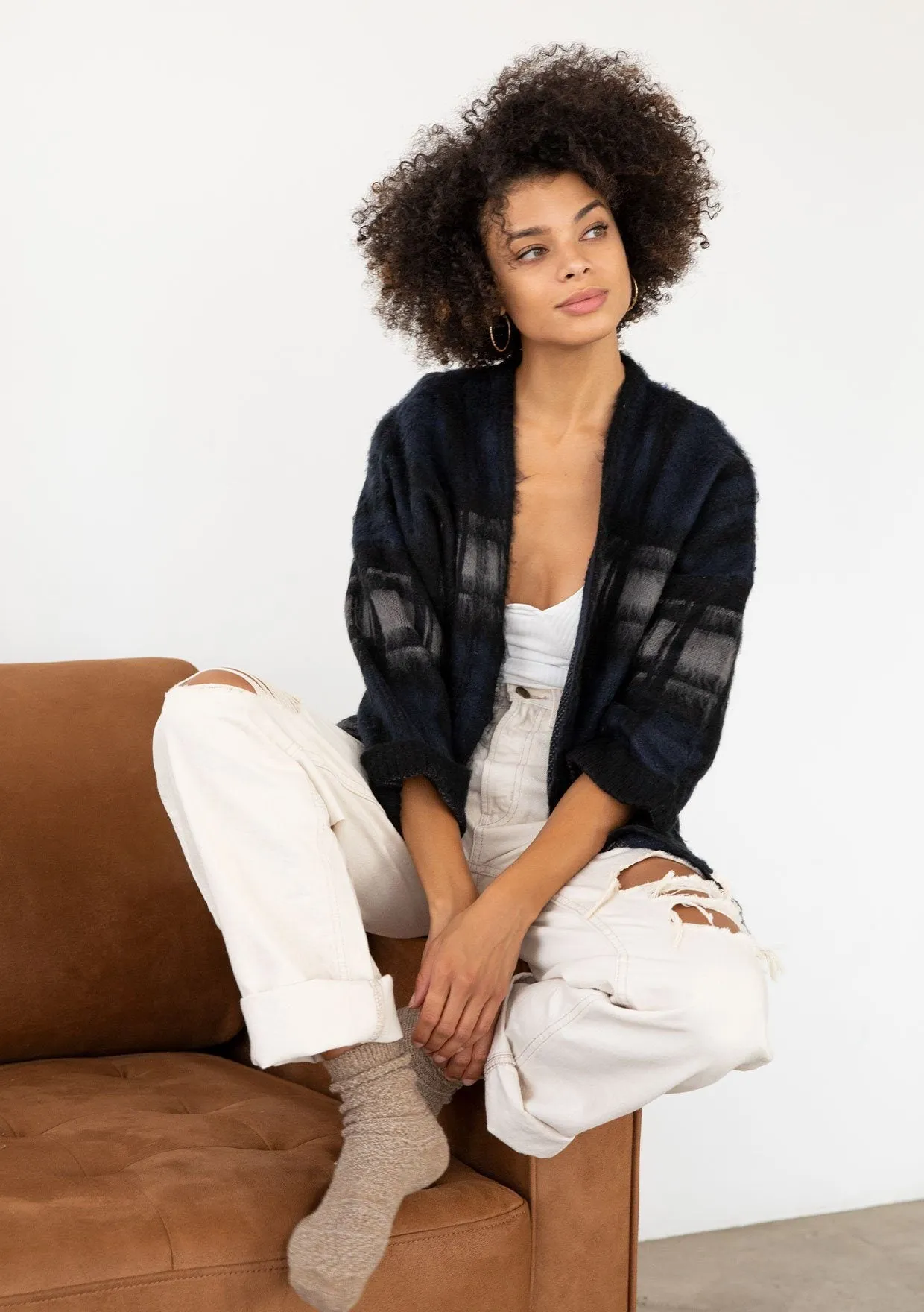 Twilight Fuzzy Striped Cardigan sold by lovestitch product image thumbnail 4