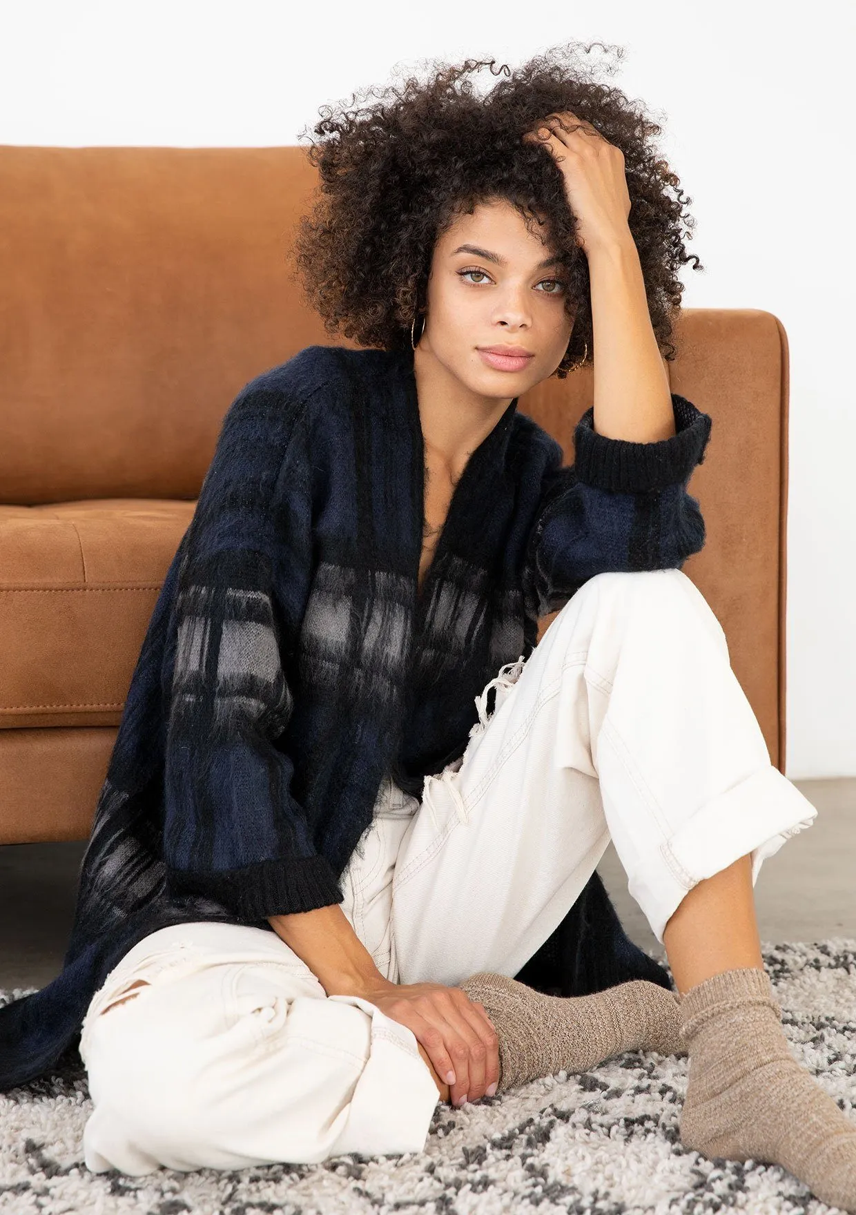 Twilight Fuzzy Striped Cardigan sold by lovestitch product image thumbnail 3