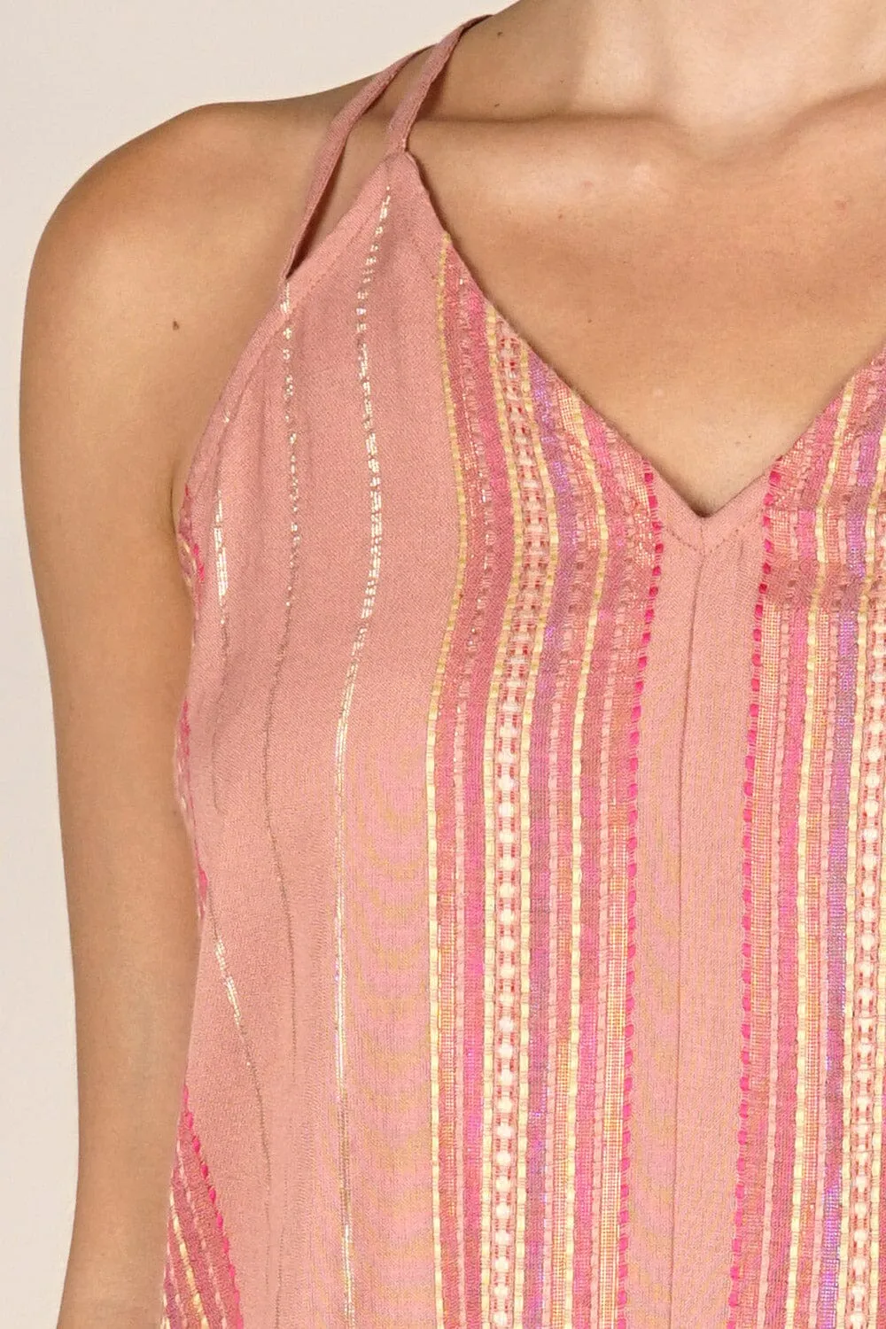 Rose Quartz Metallic Stripe Tank Top sold by lovestitch product image thumbnail 3