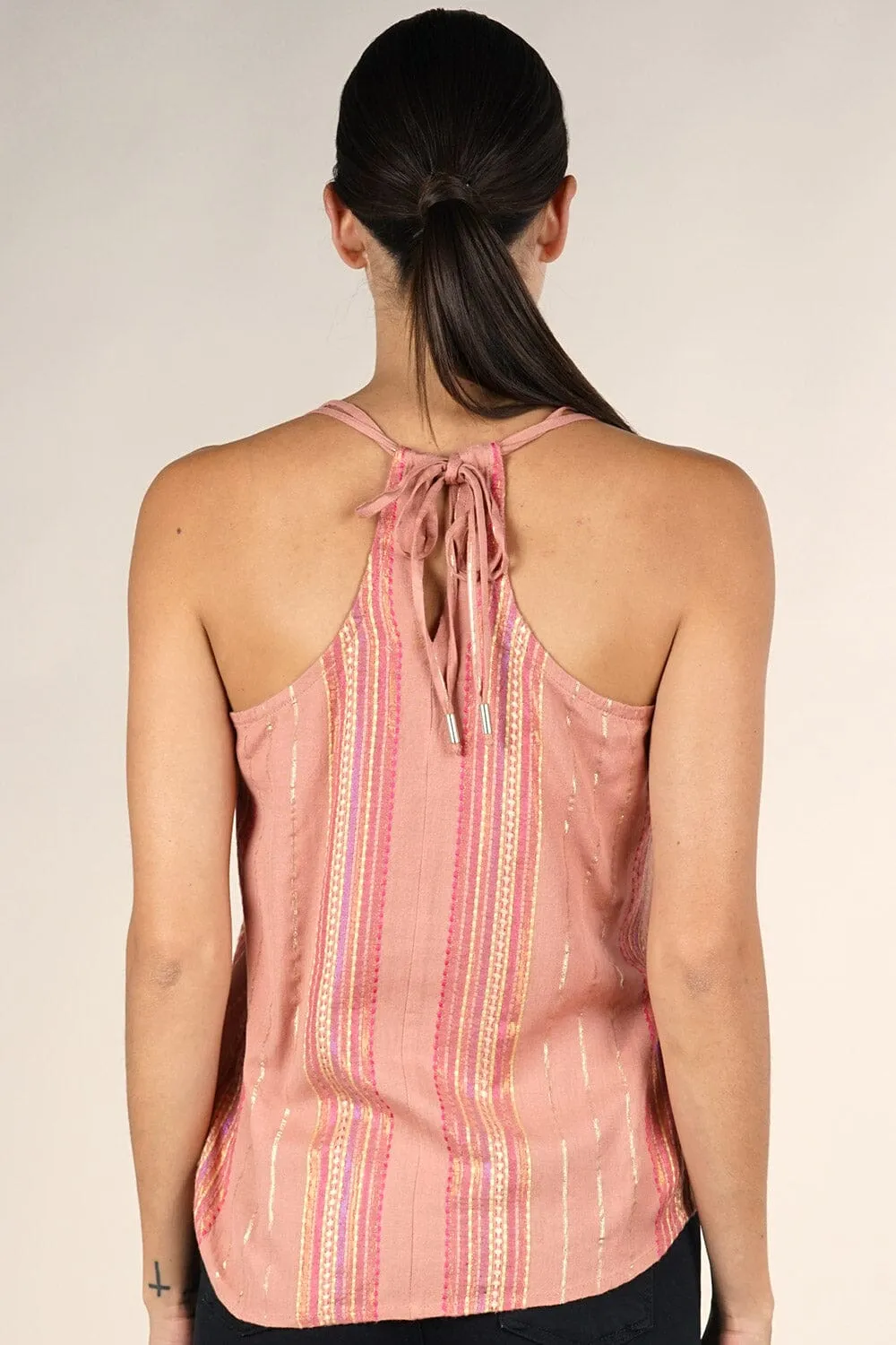 Rose Quartz Metallic Stripe Tank Top sold by lovestitch product image thumbnail 2
