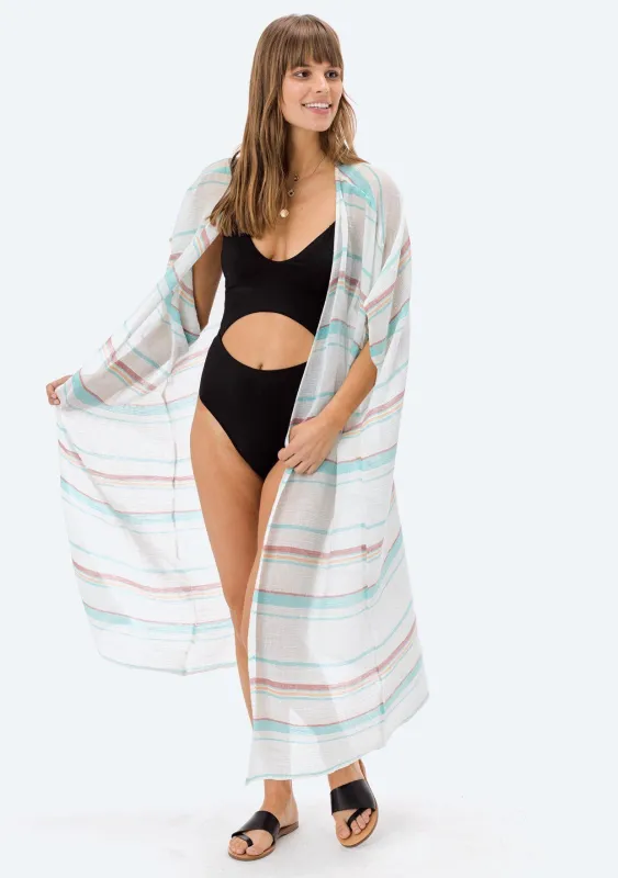 Sarina Striped Maxi Kimono sold by lovestitch