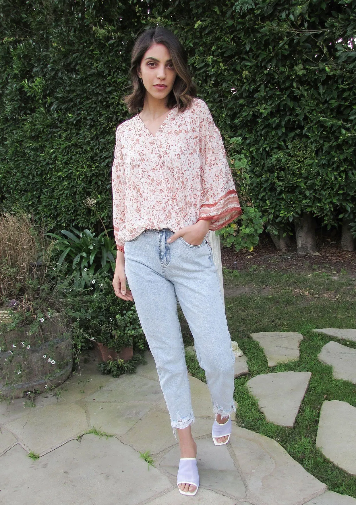 All That Glitters Metallic Floral Surplice Top sold by lovestitch product image thumbnail 3