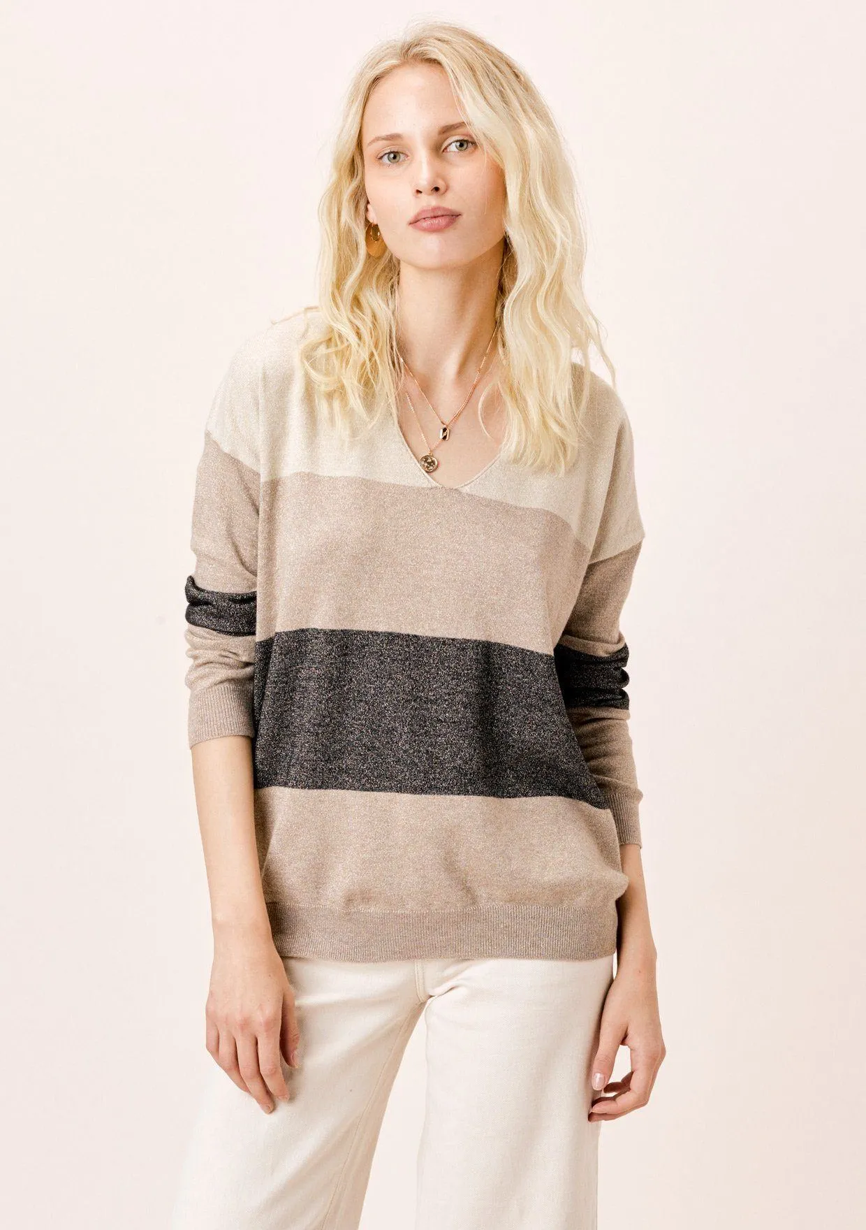 Mia Metallic Striped Sweater sold by lovestitch