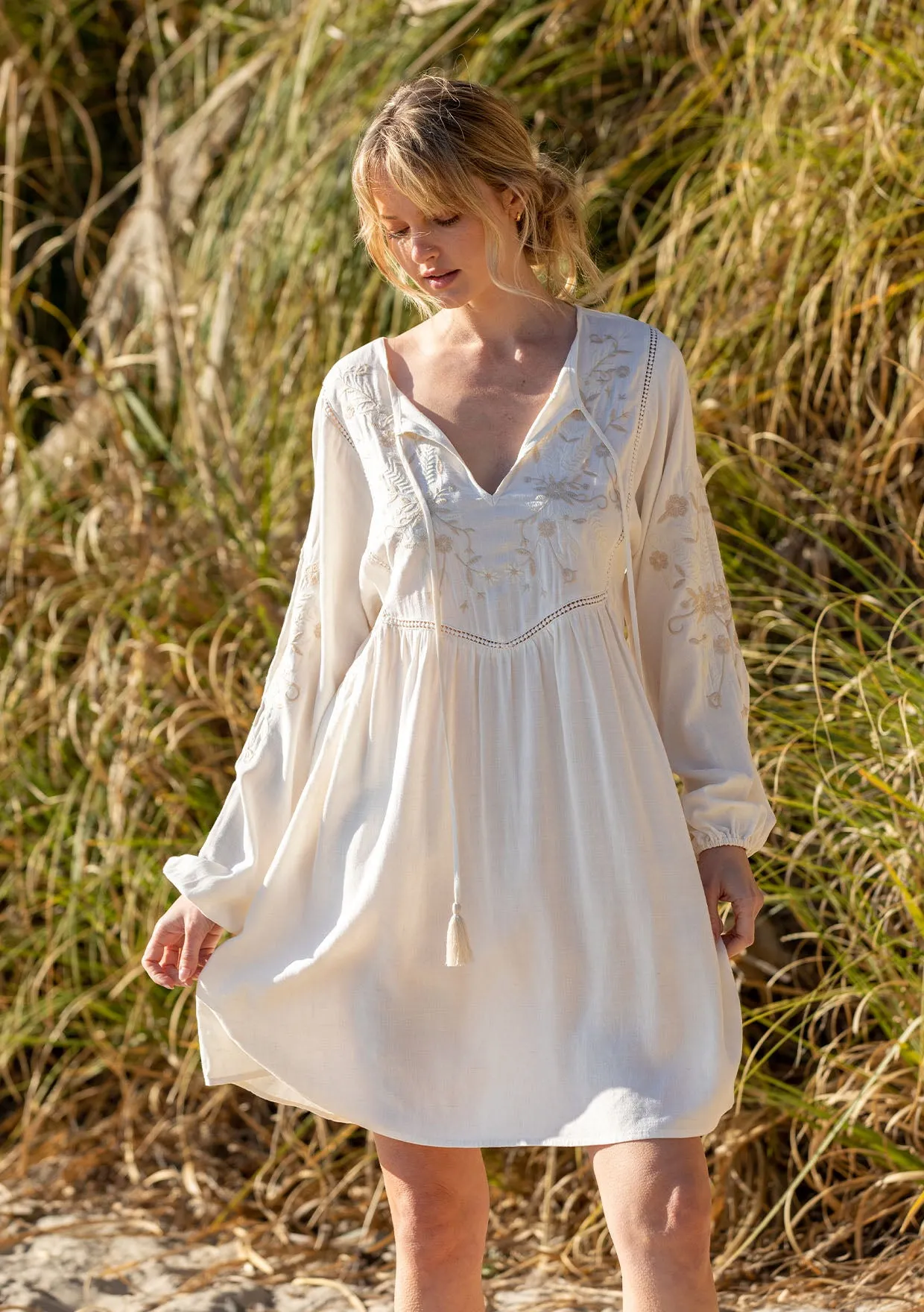 Malin Embroidered Mini Dress sold by lovestitch
