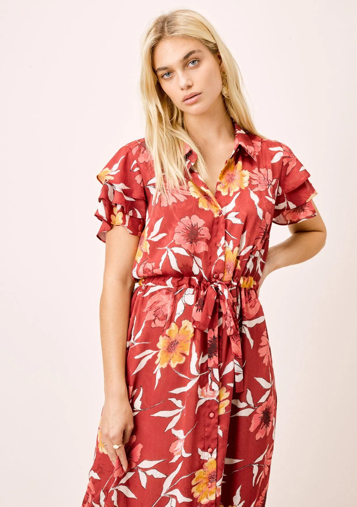 Mara Floral Button Front Dress sold by lovestitch product image thumbnail 4